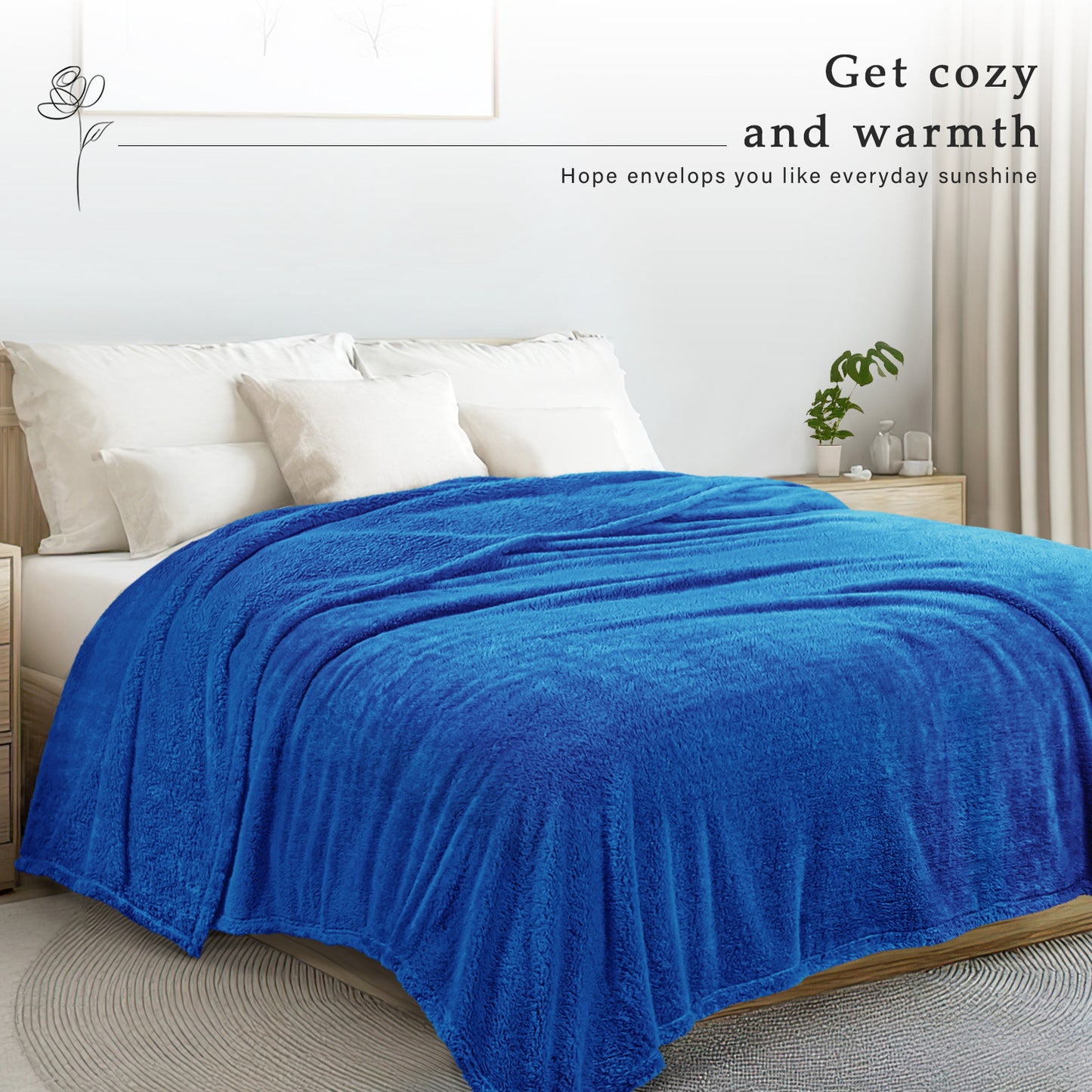 Exclusivo Mezcla Twin Size Flannel Fleece Blanket, Super Soft Velvet Plush Bed Blanket, Fuzzy Cozy Blankets for All Seasons, 60x80 Inches, Cobalt Blue Blanket