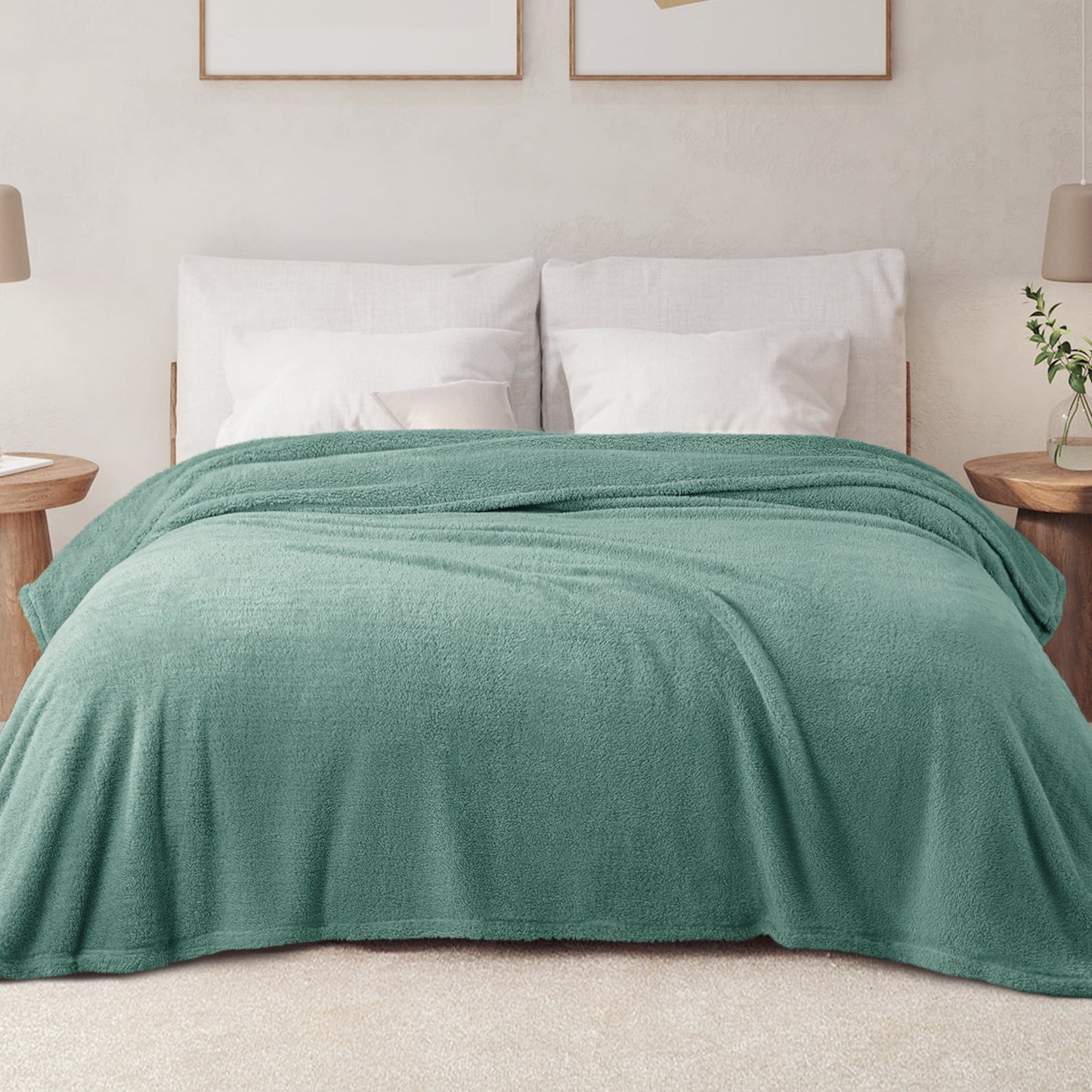 Exclusivo Mezcla Twin Size Flannel Fleece Blanket, Super Soft Velvet Plush Bed Blanket, Fuzzy Cozy Blankets for All Seasons, 60x80 Inches, Celadon Blanket