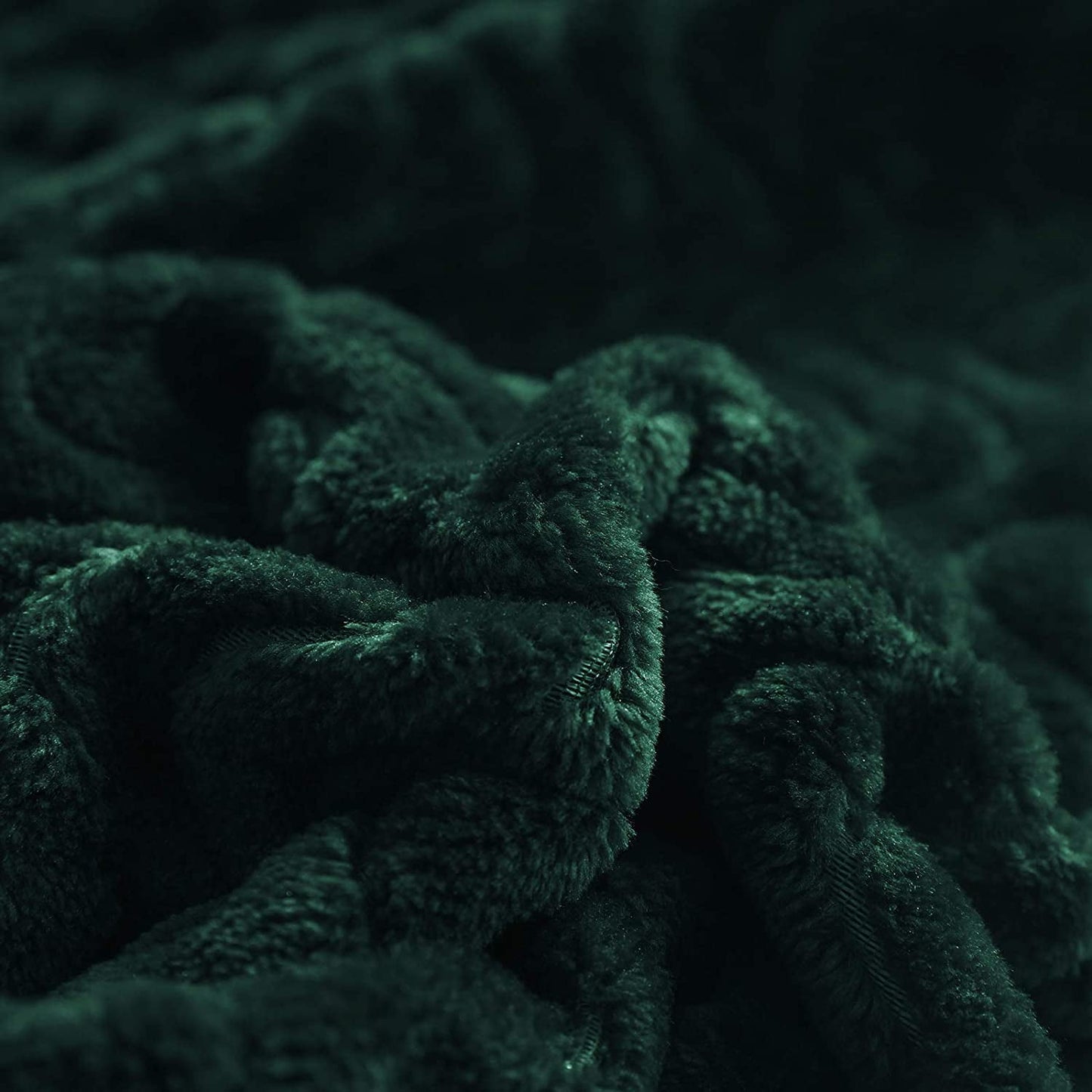Exclusivo Mezcla King Size Jacquard Weave Wave Pattern Flannel Fleece Velvet Plush Bed Blanket as Bedspread/Coverlet/Bed Cover (90" x 104",Forest Green) - Soft, Lightweight, Warm and Cozy