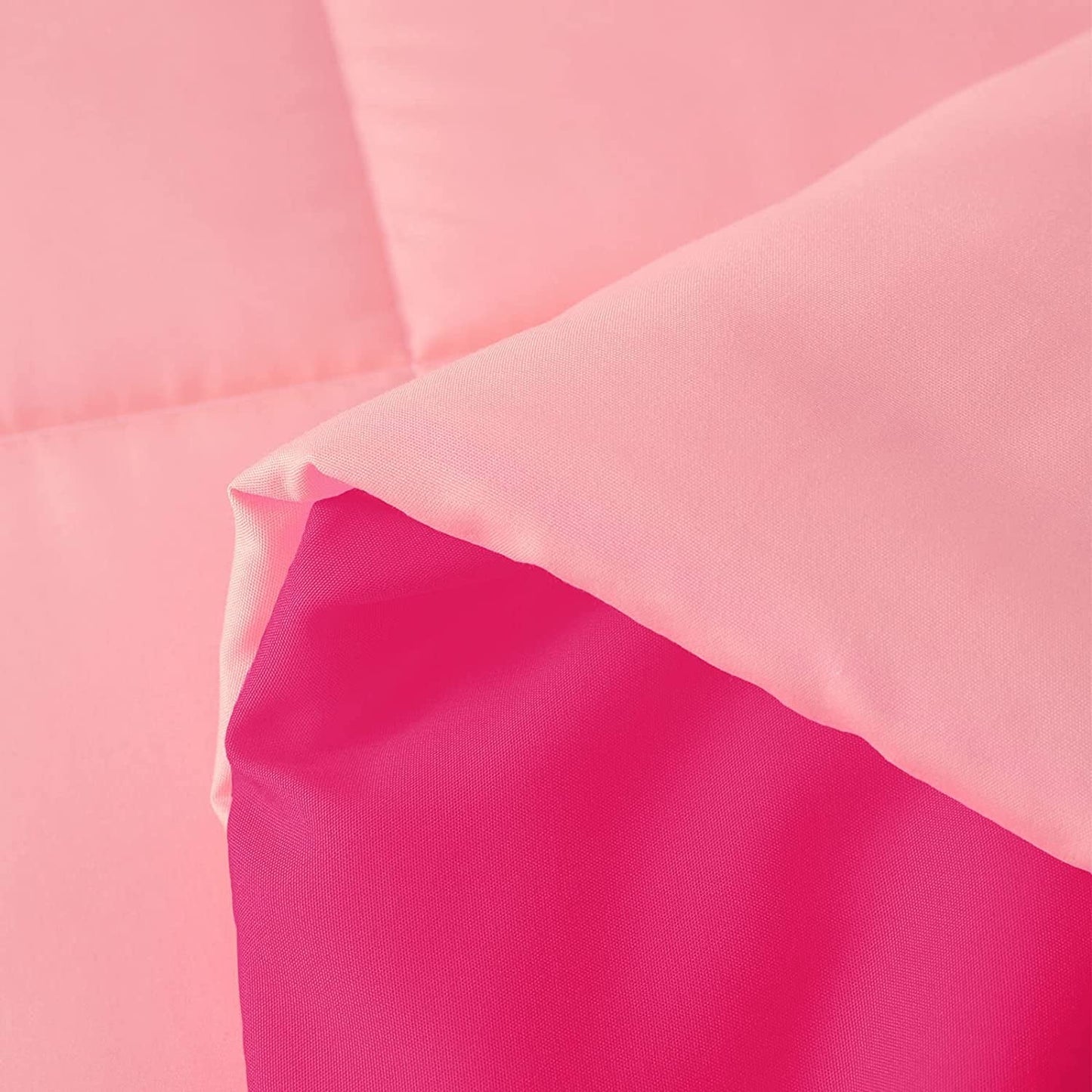 Exclusivo Mezcla Lightweight Reversible 2-Piece Comforter Set All Seasons, Down Alternative Comforter with 1 Pillow Sham, Twin Size, Hot Pink/ Blush Pink