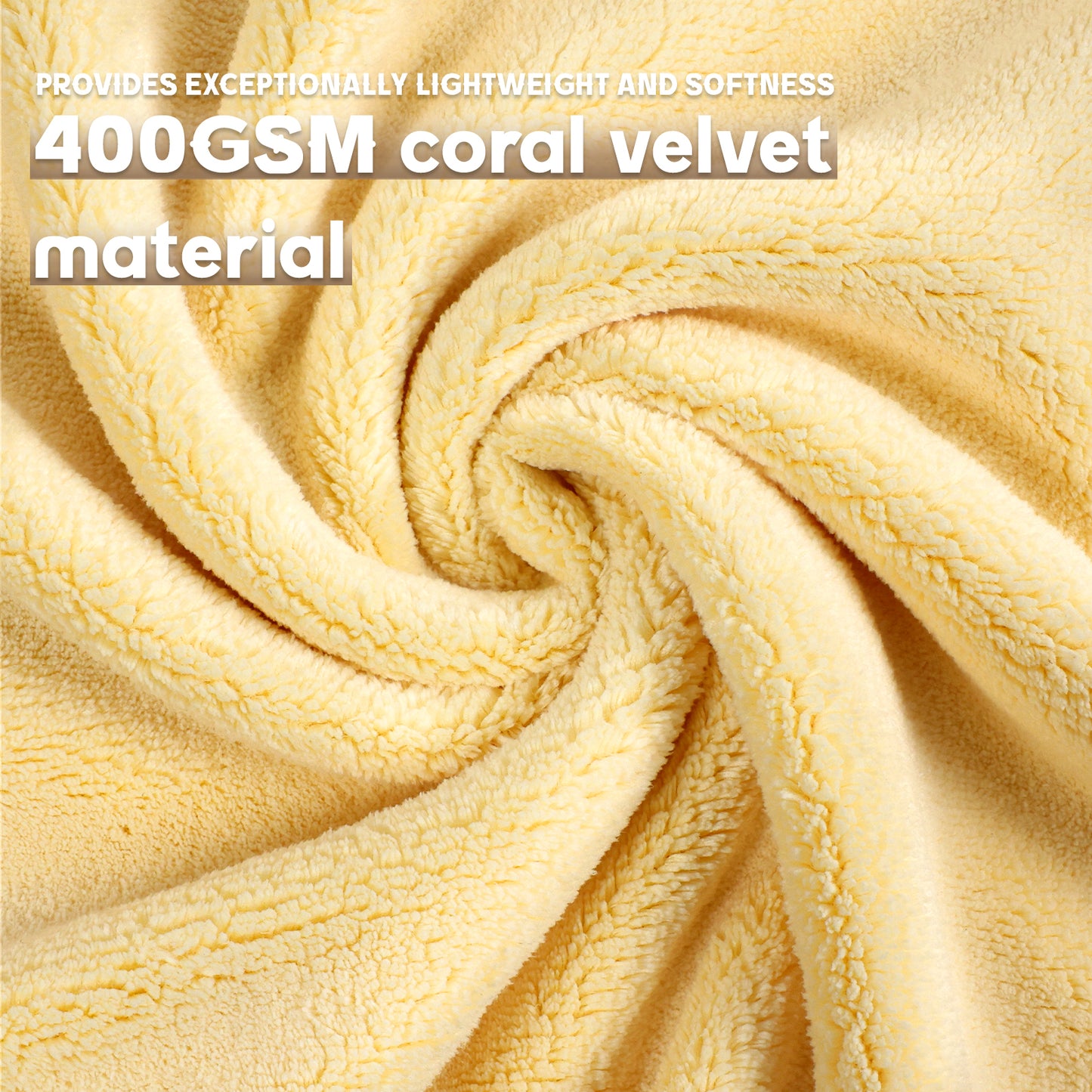 Exclusivo Mezcla 4-Piece Ultra Soft Bath Towel Set, Large Highly Absorbent Microfiber Coral Velvet Towel, Quick Drying for Body, Bathroom, Gym, Spa, 2 Bath Towels, 2 Hand Towels, Yellow