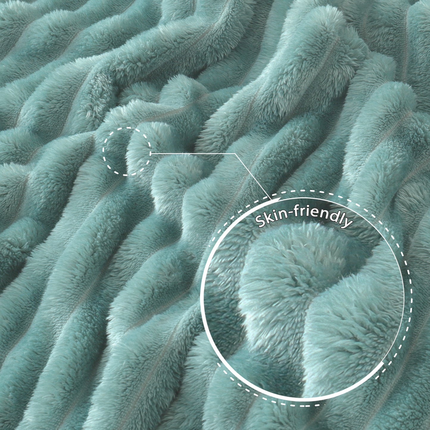 Exclusivo Mezcla Fleece Throw Blanket for Couch, Super Soft 3D Striped Jacquard Bed Blanket, Lightweight Fuzzy Cozy Blankets for All Seasons, 50x60 Inches, Celadon Blanket