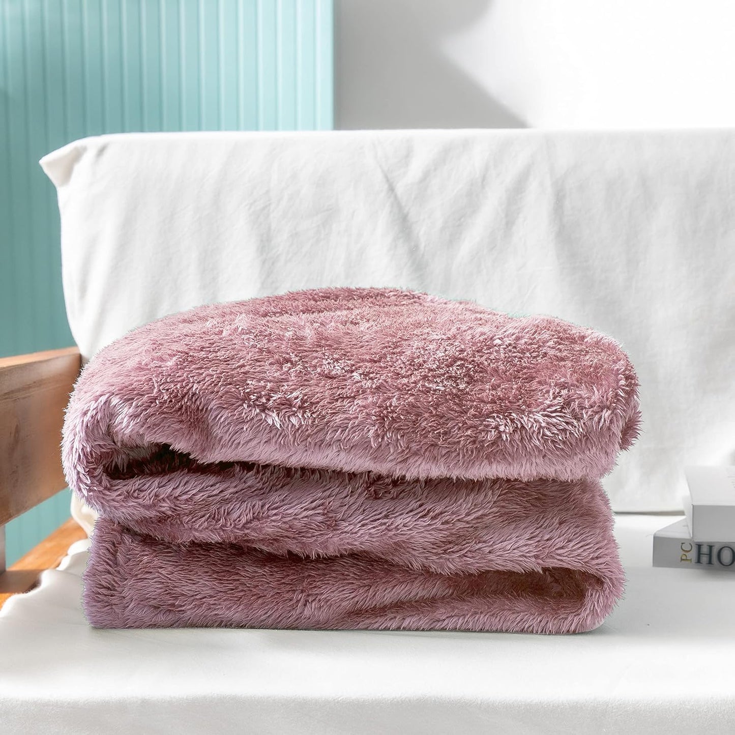 Exclusivo Mezcla Plush Fuzzy Large Fleece Throw Blanket ( 50" x 70")- Soft, Warm& Lightweight