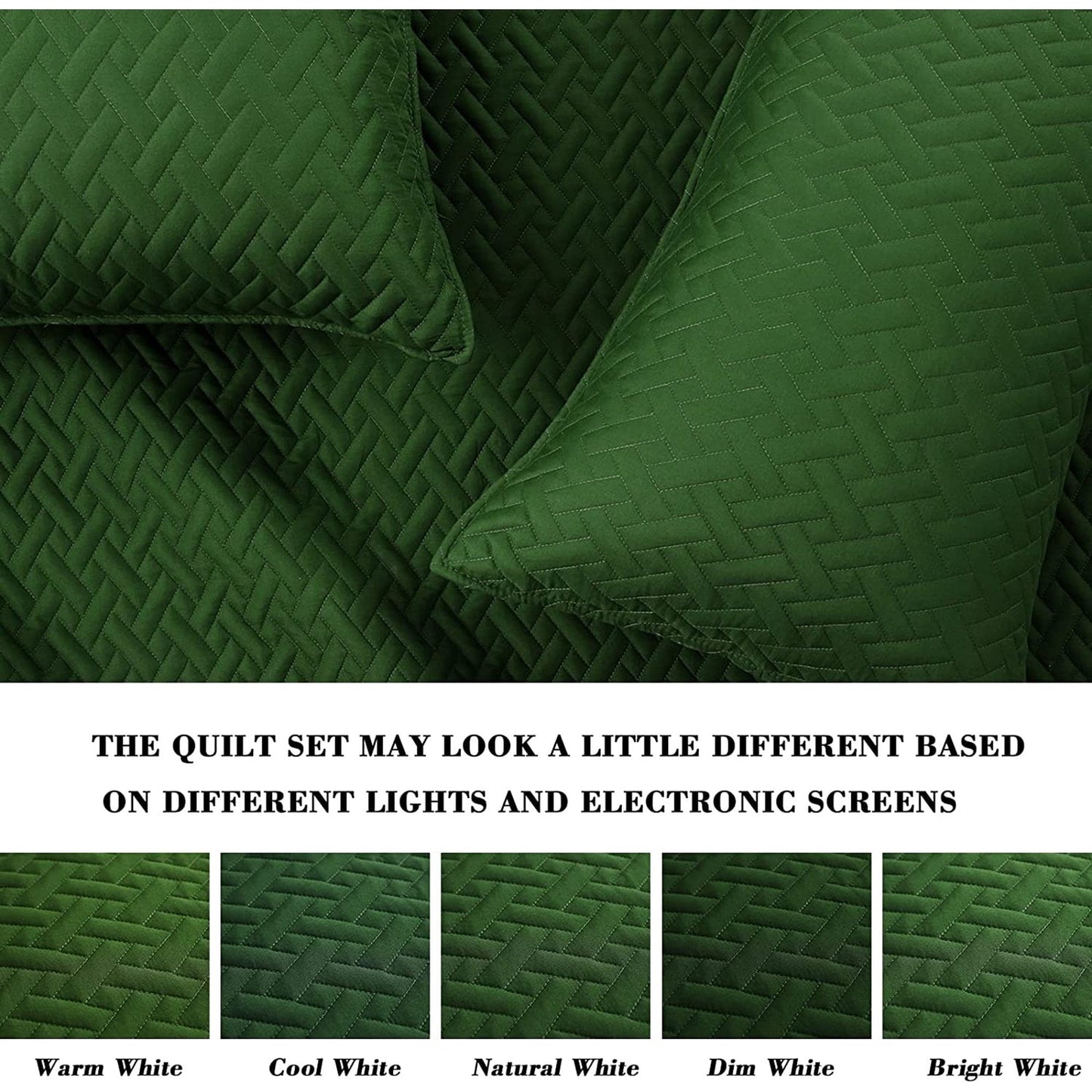 Exclusivo Mezcla 3-Piece Queen Size Quilt Set with Pillow Shams, Basket Quilted Bedspread/Coverlet/Bed Cover(96x90 inches, Grass Green)-Soft, Lightweight and Reversible