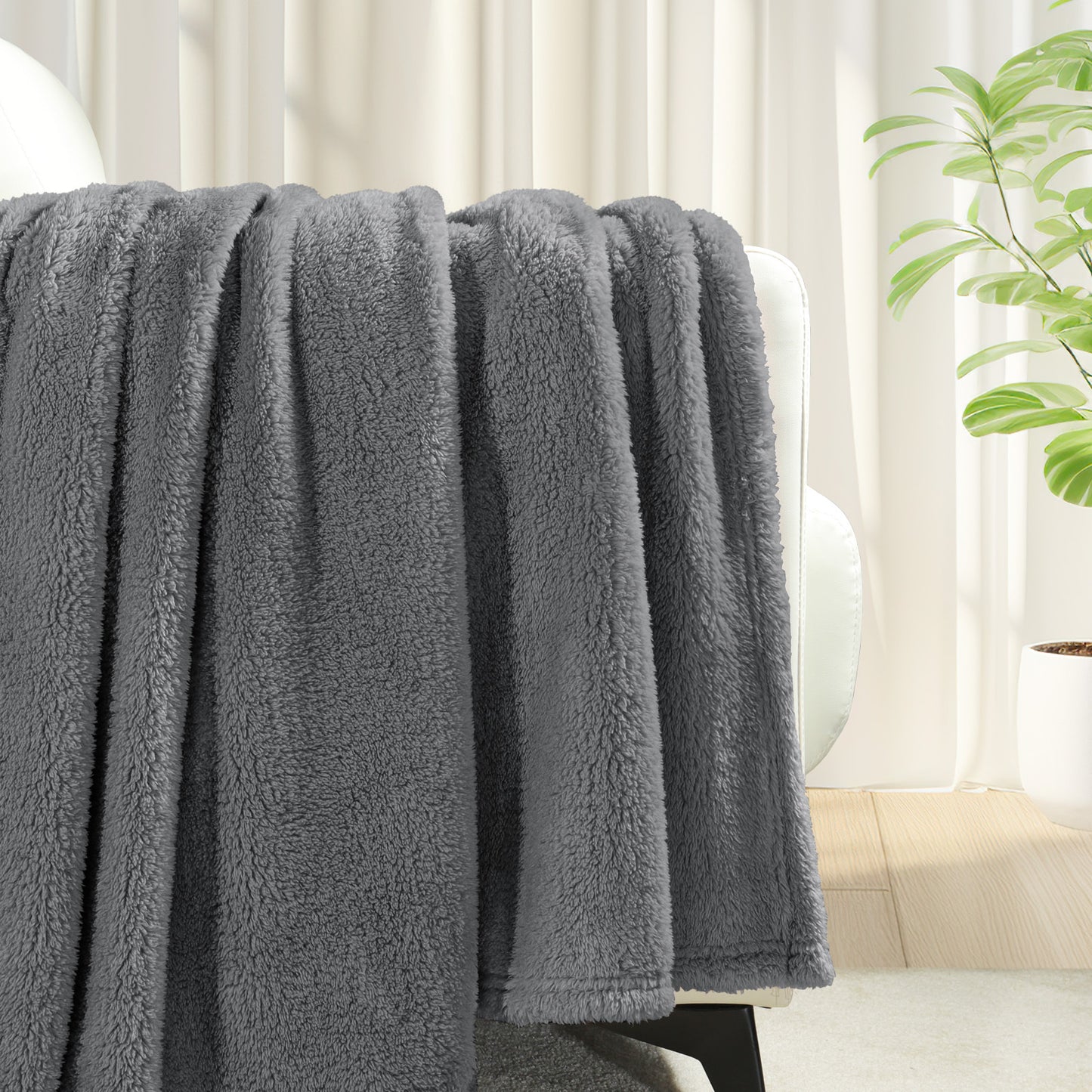 Exclusivo Mezcla Soft Fleece Throw Blanket for Couch, Super Soft Velvet Plush Bed Blanket, Fuzzy Cozy Blankets for All Seasons, 50x60 Inches, Dark Grey Blanket