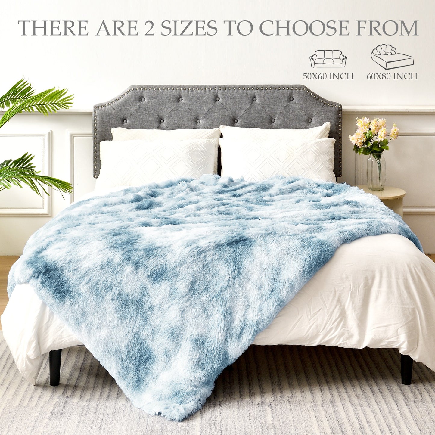 Exclusivo Mezcla Ultra Soft Throw Blanket, Large Flannel Fleece Blanket for Couch/Bed/Sofa (Dusty Blue, 50 x 60 Inches) - Cozy, Warm and Lightweight