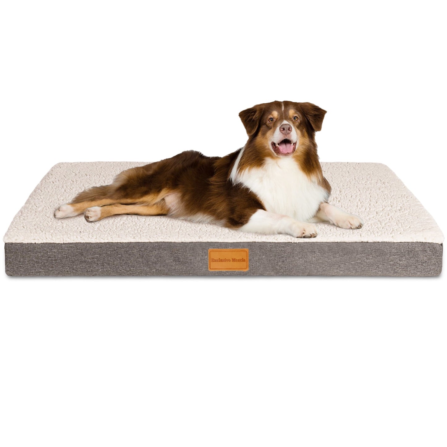 Exclusivo Mezcla Orthopedic Pet Bed for Extra Large Dogs, 56"X40" Ivory Dog Beds, Removable Washable Cover