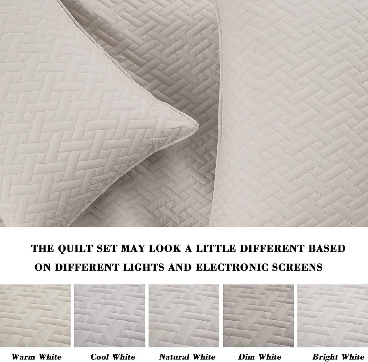 Exclusivo Mezcla 3-Piece Queen Size Quilt Set with Pillow Shams, Basket Quilted Bedspread/Coverlet/Bed Cover(96x90 Inches, Brich Beige) -Soft, Lightweight and Reversible
