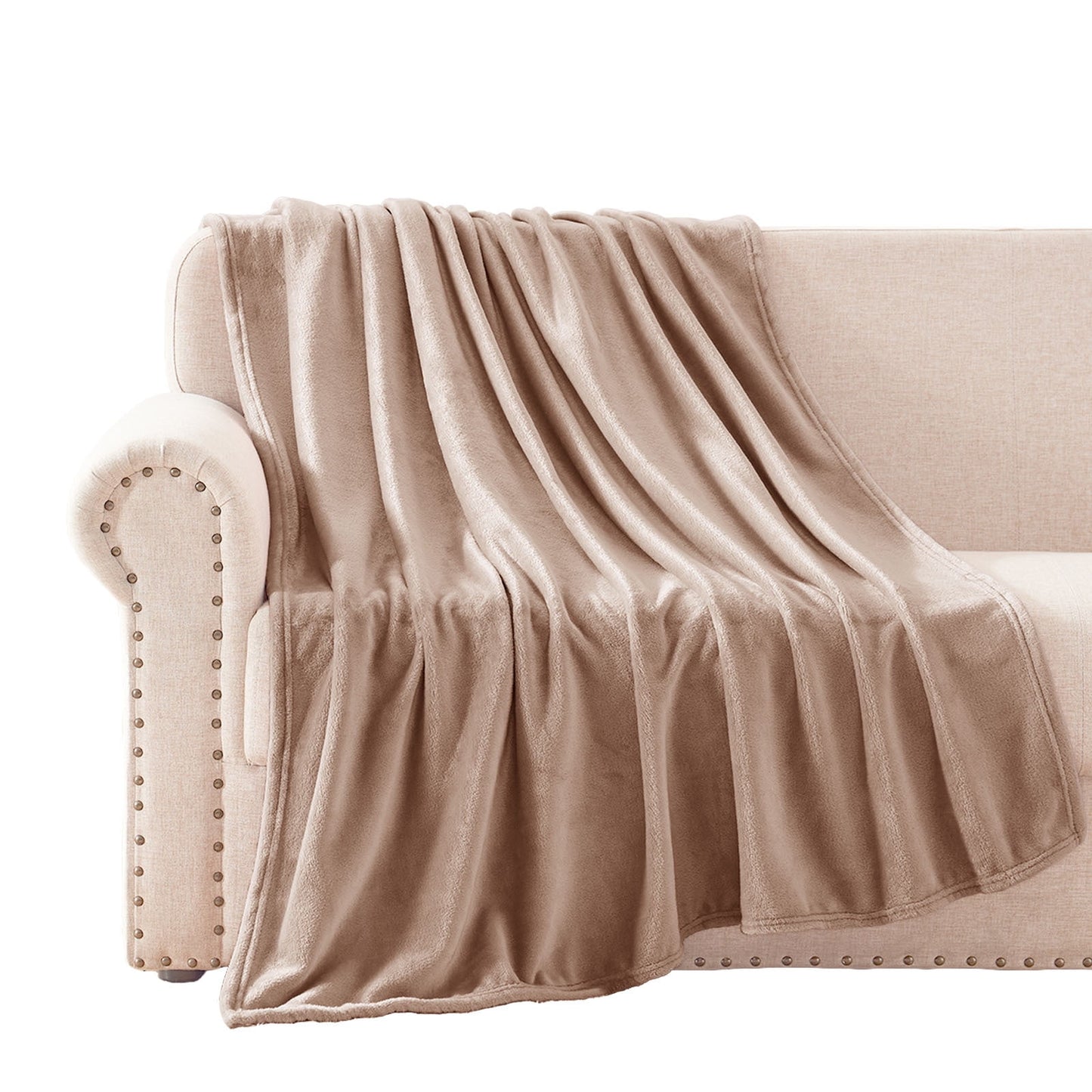 Exclusivo Mezcla Fleece Throw Blanket for Couch, Sofa, 300GSM Super Soft and Warm Blankets, Camel Throw All Season Use, Cozy, Plush, Lightweight, 50x60 Inches