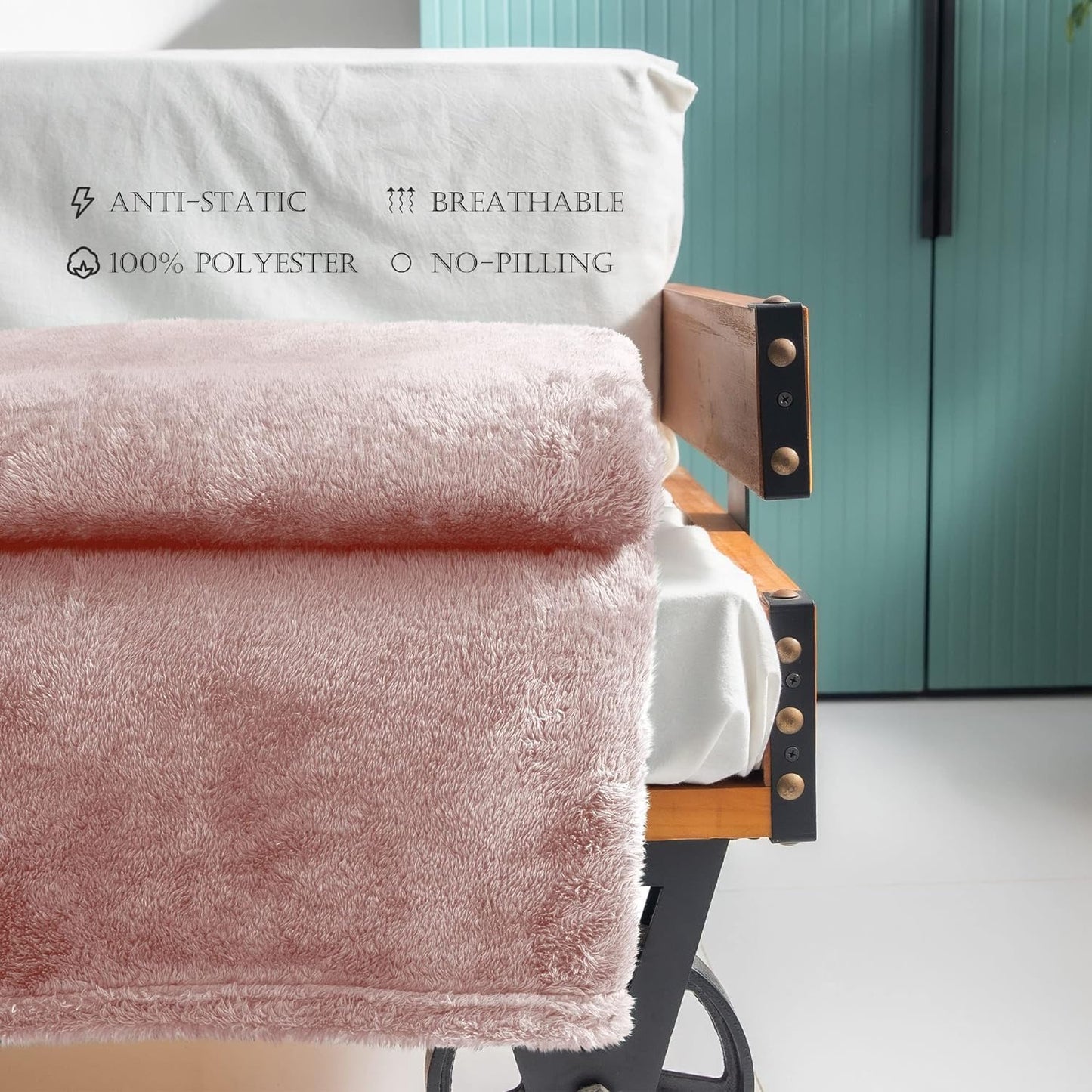 Exclusivo Mezcla Plush Fuzzy Large Fleece Throw Blanket ( 50" x 70")- Soft, Warm& Lightweight