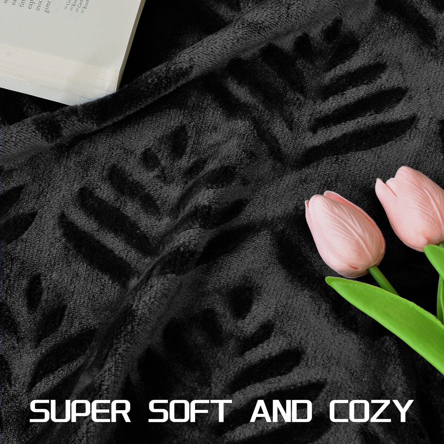 Exclusivo Mezcla King size Fleece Blanket for Bed, Super Soft and Warm Black Blankets for All Seasons, Plush Fuzzy and Thick Flannel Fleece Bed Blanket, 90x104 Inch