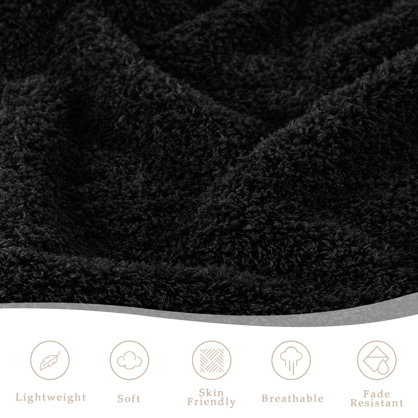 Exclusivo Mezcla Fuzzy Fleece Bed Blanket, Lightweight Fluffy Solid Velvet Blankets Twin Size Suitable for All Seasons, 60x80 Inches, Black