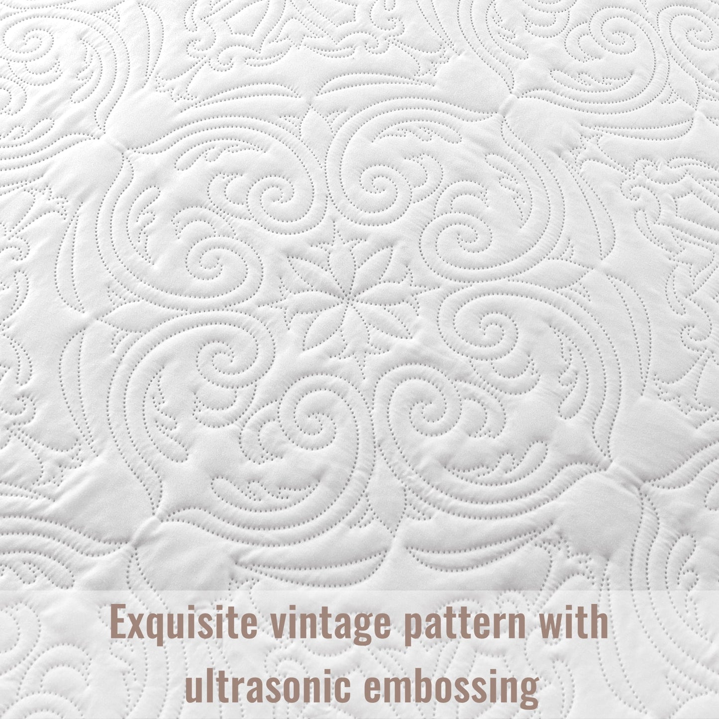 Exclusivo Mezcla Oversized King Quilt Bedding Set, Lightweight Vintage California Cal King Size Quilts with Pillow Shams, Soft Bedspreads Coverlets for All Seasons, (112"x104", White)