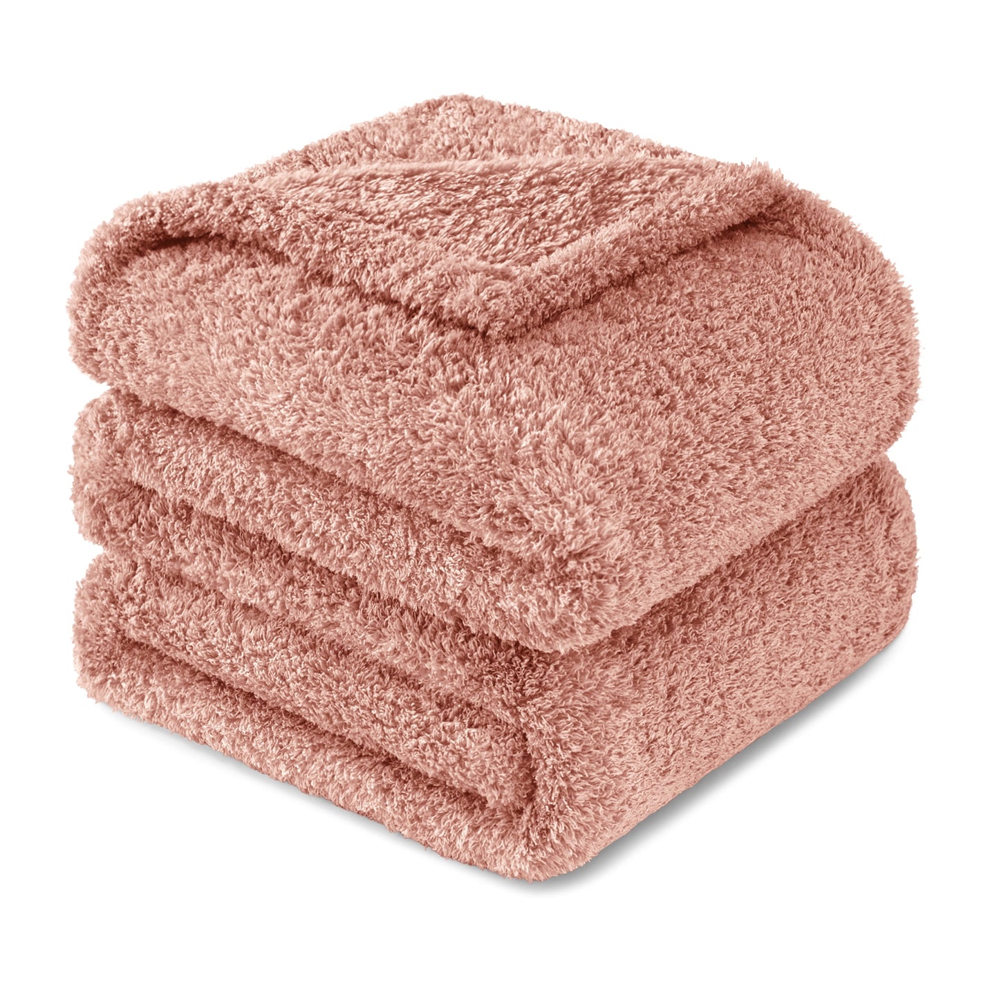 Exclusivo Mezcla Fuzzy Fleece Throw Blanket for Couch Sofa, Lightweight Fluffy Solid Velvet Blanket, Suitable for All Seasons, 50x60 Inches, Dusty Pink