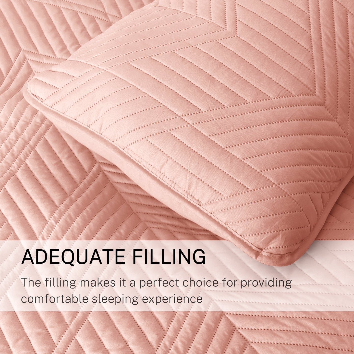 Exclusivo Mezcla Ultrasonic Twin Quilt Bedding Set, Lightweight Blush Pink Bedspreads Soft Modern Geometric Coverlet Set for All Seasons (1 Quilt and 1 Pillow Sham)