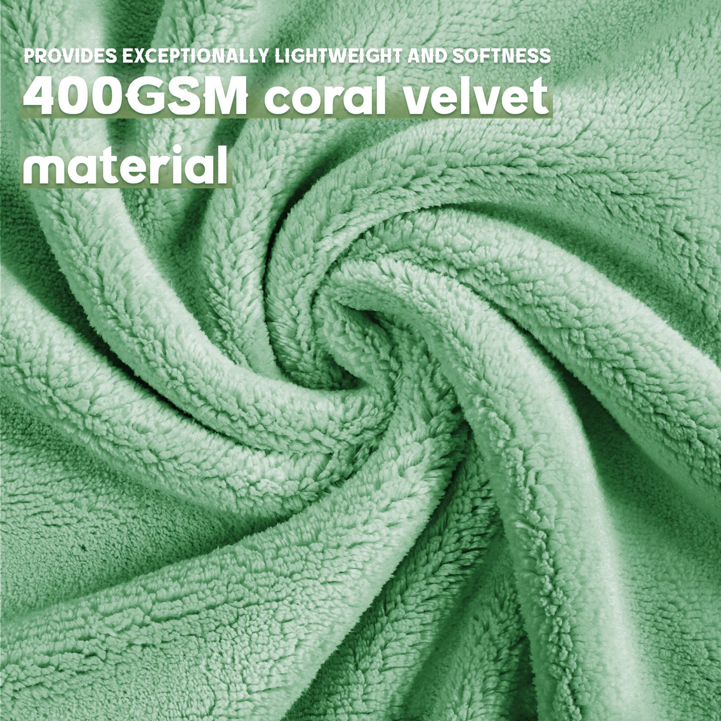 Exclusivo Mezcla 4-Piece Ultra Soft Bath Towel Set, Large Highly Absorbent Microfiber Coral Velvet Towel, Quick Drying for Body, Bathroom, Gym, Spa, 2 Bath Towels, 2 Hand Towels, Green