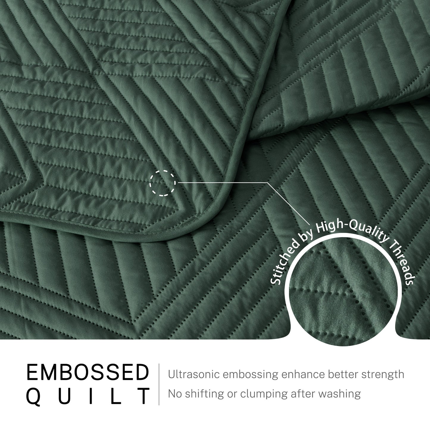 Exclusivo Mezcla California King Quilt Bedding Set, Lightweight Green Oversized King Bedspreads Soft Modern Geometric Coverlet Set for All Seasons (1 Quilt and 2 Pillow Shams)