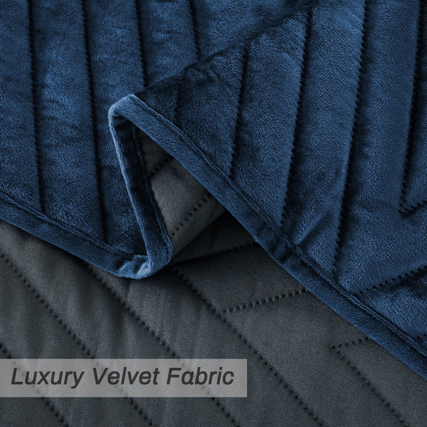 Exclusivo Mezcla Super Plush Velvet Quilts Queen Size with Pillow Shams, Luxury Soft Reversible 3 Piece Bedspreads Coverlet Comforter set for all seasons, Lightweight and Warm, Navy Blue