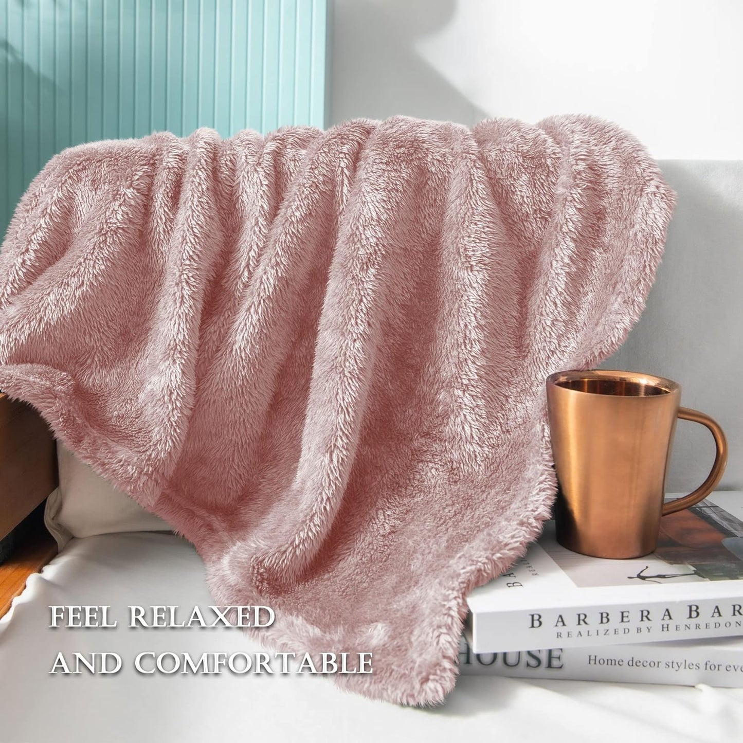 Exclusivo Mezcla Plush Fuzzy Large Fleece Throw Blanket ( 50" x 70")- Soft, Warm& Lightweight
