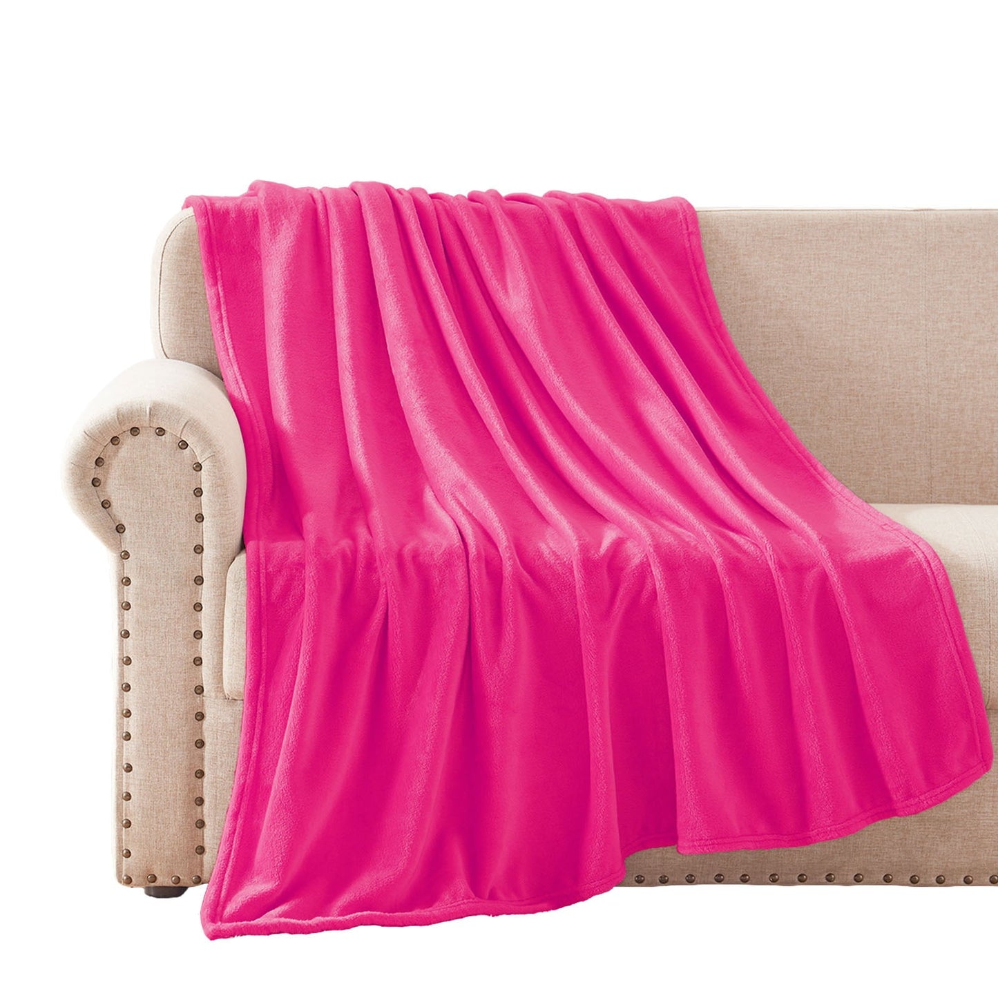 Exclusivo Mezcla Fleece Throw Blanket for Couch/Sofa/Bed,Plush Soft Blankets and Throws,Lightweight and Cozy-50" x 60" (Fuchsia)