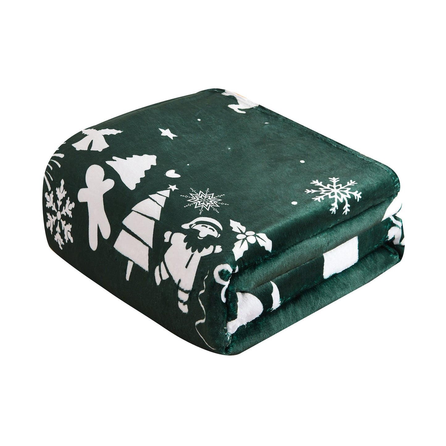 Exclusivo Mezcla Christmas Blanket, Green Flannel Fleece Blanket with Christmas Wreath Prints, Super Soft and Warm Holiday Throw Blanket for Couch, Bed and Sofa, 50x60 inches