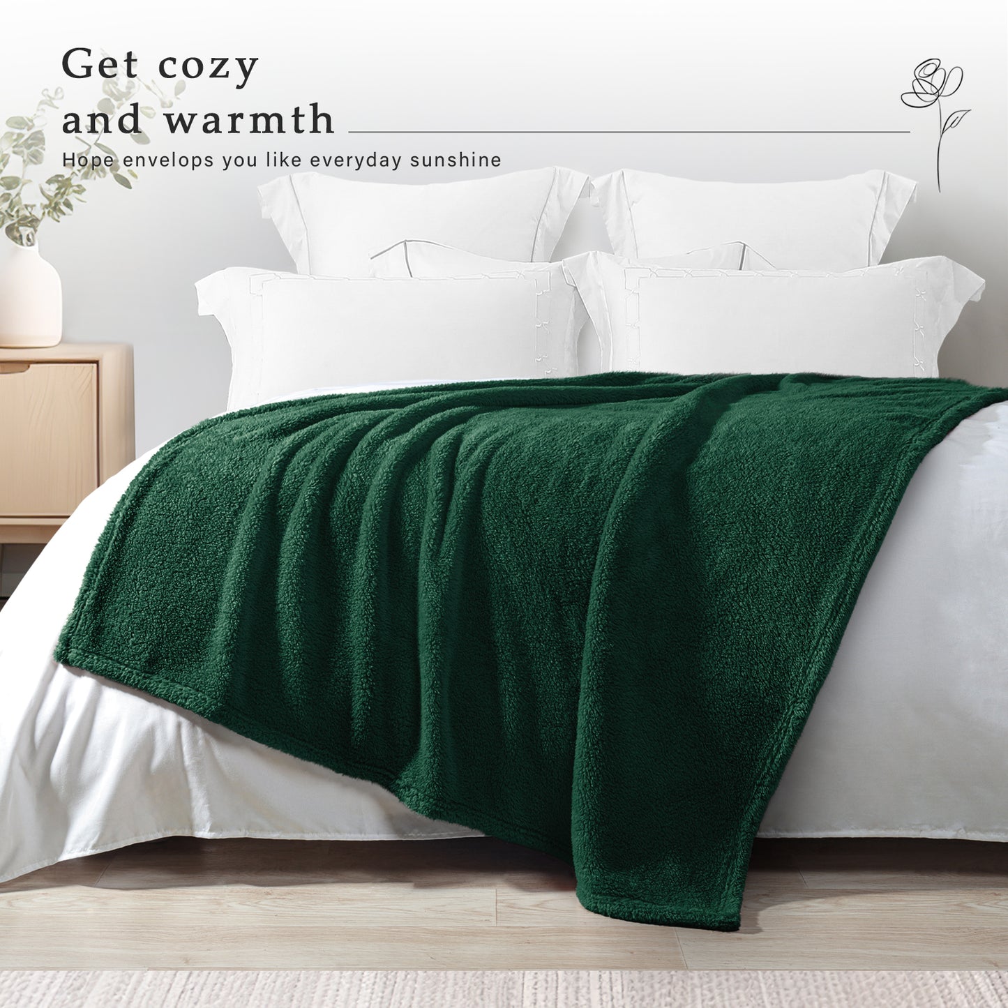 Exclusivo Mezcla Twin Size Flannel Fleece Blanket, Super Soft Velvet Plush Bed Blanket, Fuzzy Cozy Blankets for All Seasons, 60x80 Inches, Forest Green Blanket