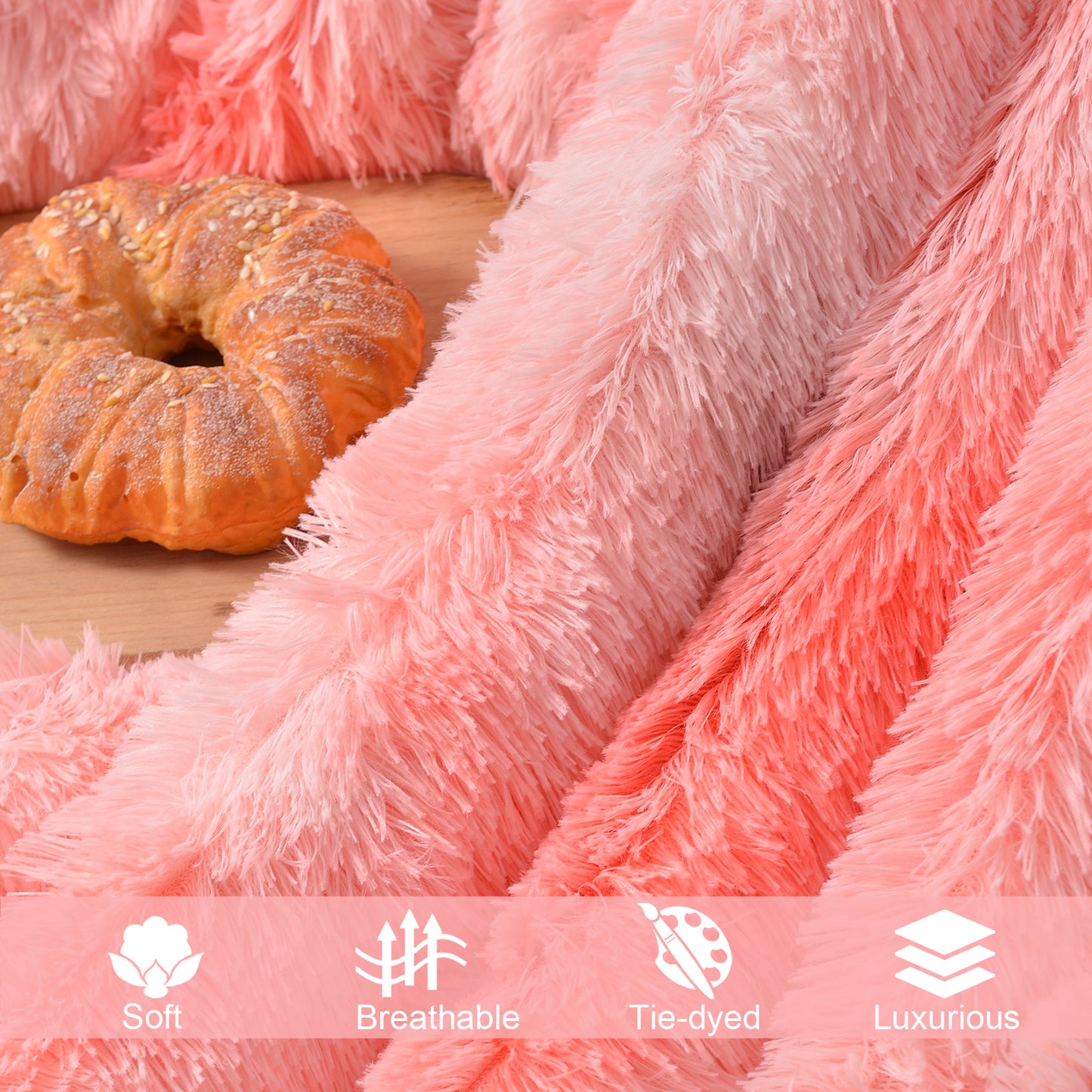 Exclusivo Mezcla Super Soft Fuzzy Faux Fur Throw Blanket, Fluffy Plush Cozy Reversible Shaggy Sherpa Fleece Blankets and Warm Throws for Couch Sofa Bed, 50x60 inches, Pink