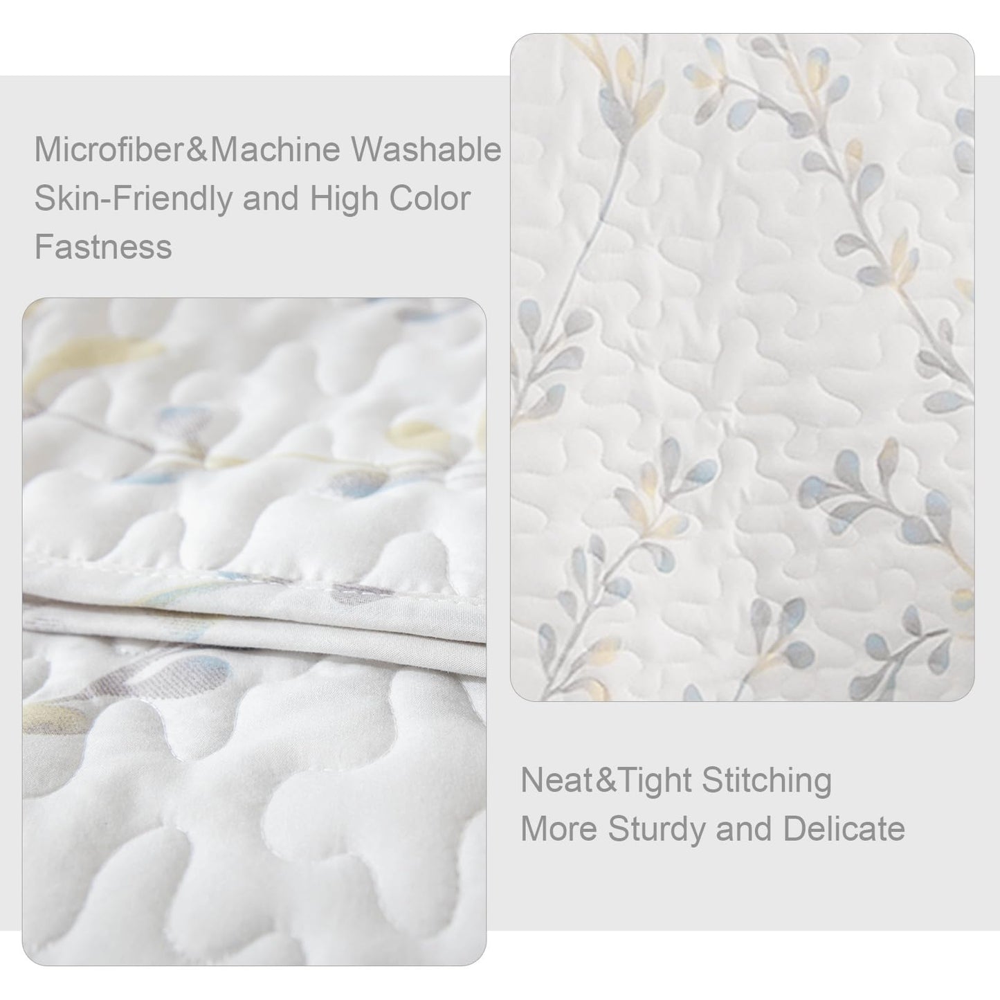Exclusivo Mezcla Reversible Boho California King Quilt, White Soft Bedspreads Lightweight Coverlet All Season Flowers Quilts Bedding Set with Printed Floral Pattern (1 Quilt, 2 Pillow Shams)