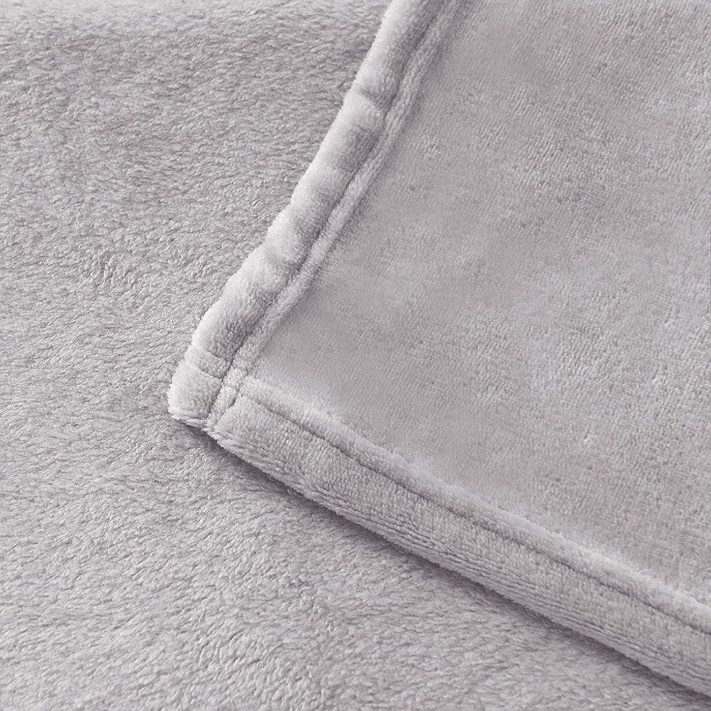 Exclusivo Mezcla King Size Flannel Fleece Velvet Plush Bed Blanket as Bedspread, Coverlet, Bed Cover (90x104 inches, Light Grey) Soft, Lightweight, Warm and Cozy