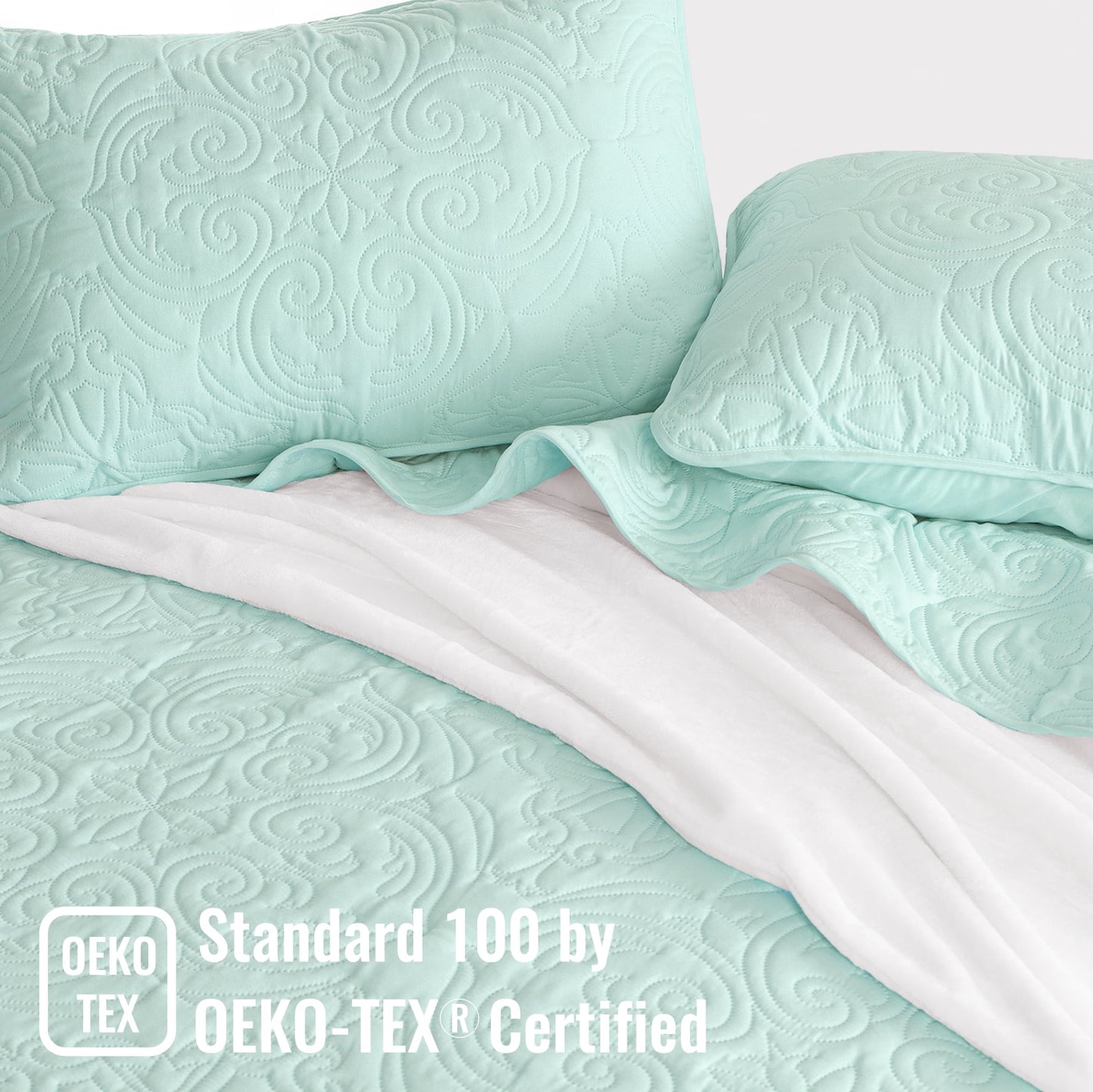 Exclusivo Mezcla Twin Quilt Bedding Set, Lightweight Vintage Twin xl Size Quilts with Pillow Sham, Soft Bedspreads Coverlets for All Seasons, (90"x68", Aqua)