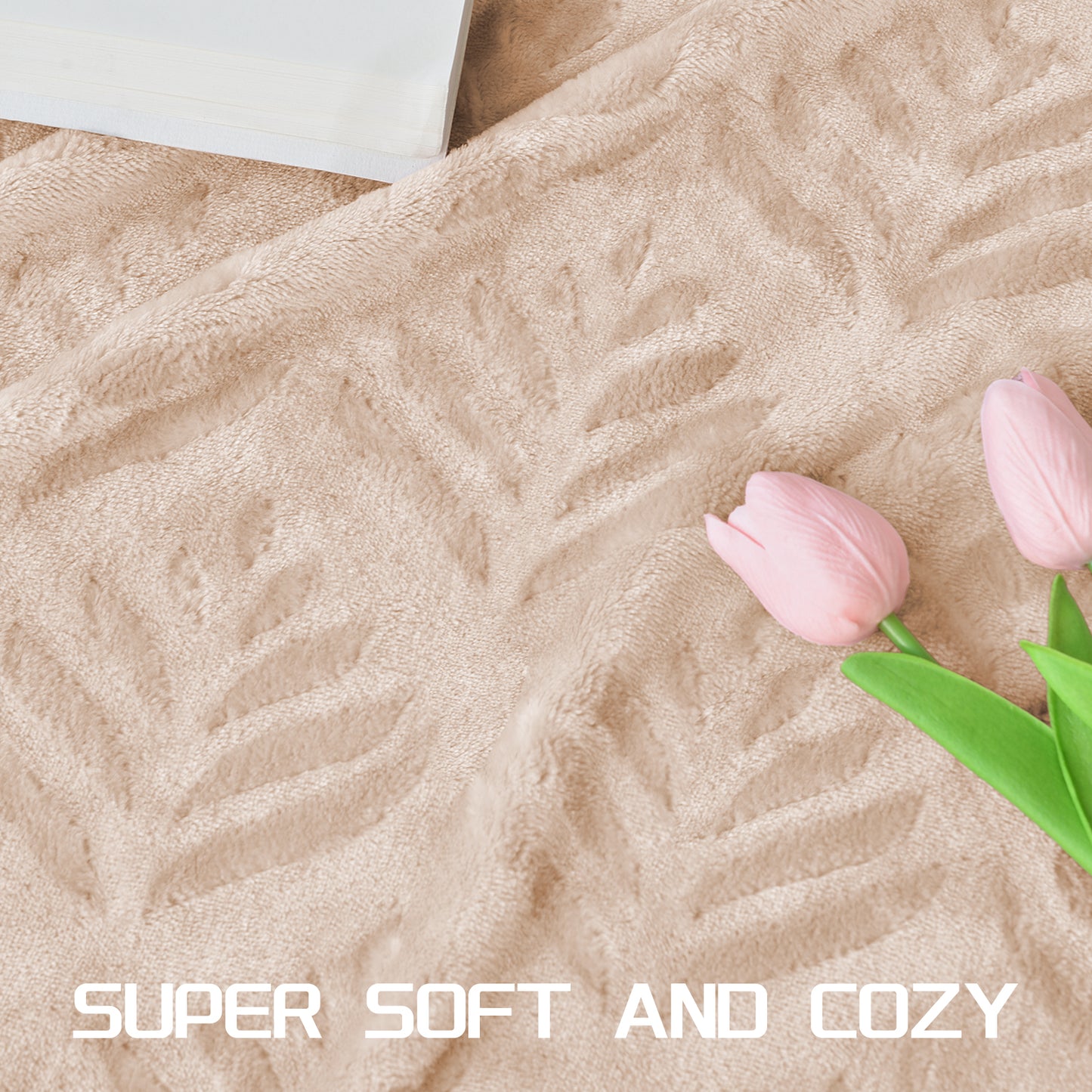 Exclusivo Mezcla Twin size Blanket for Bed, Super Soft and Warm Camel Blankets for All Seasons, Flannel Fleece Leaves Pattern Bed Blanket, Plush Fuzzy and Thick, 60x80 Inch