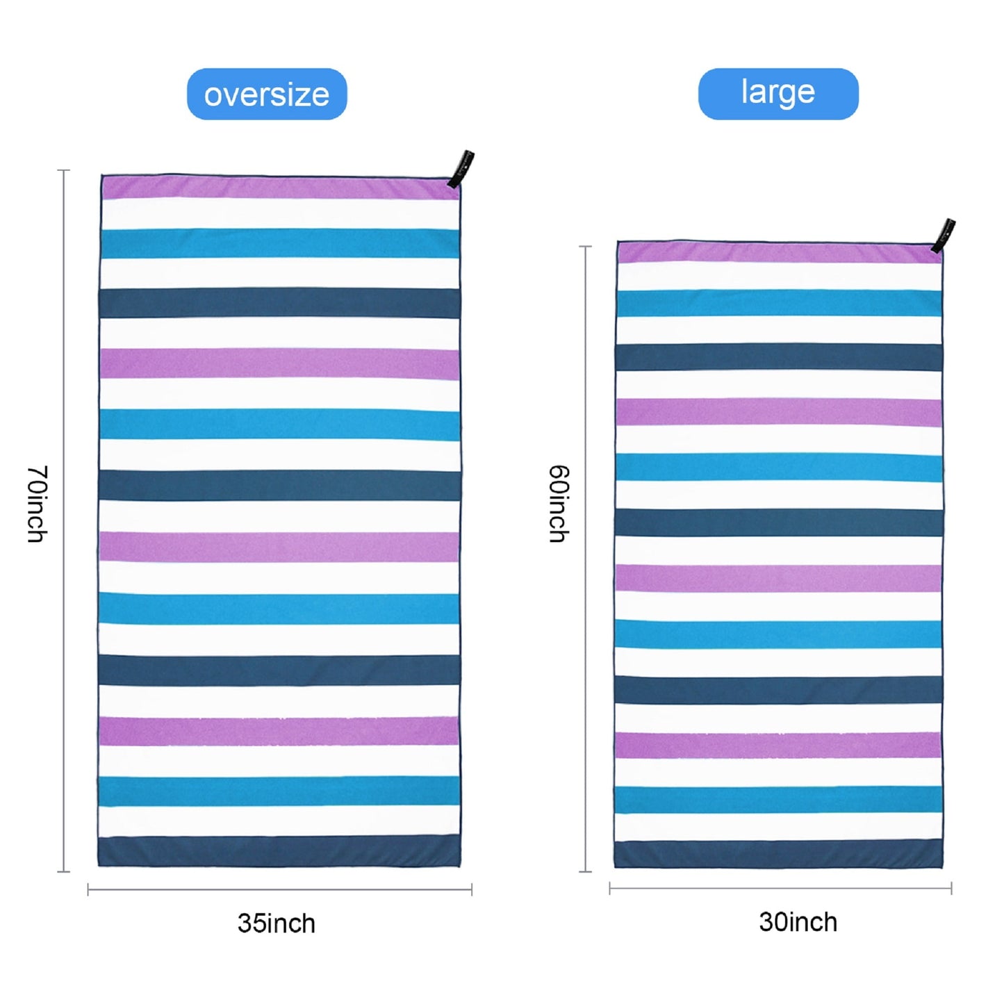 Exclusivo Mezcla Microfiber Quick Dry Beach Towel, Large Sand Free Beach Towel for Travel/Camping/Sports (Striped Dark Purple, 30"X60") - Super Absorbent, Compact and Lightweight
