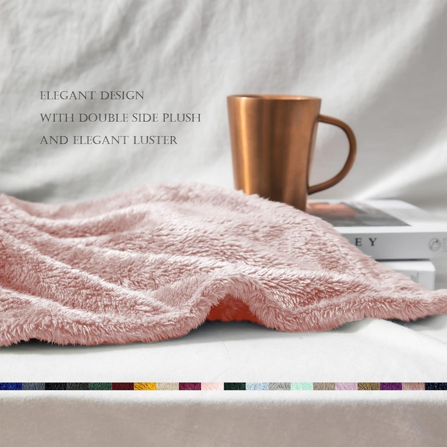 Exclusivo Mezcla Plush Fuzzy Large Fleece Throw Blanket ( 50" x 70")- Soft, Warm& Lightweight