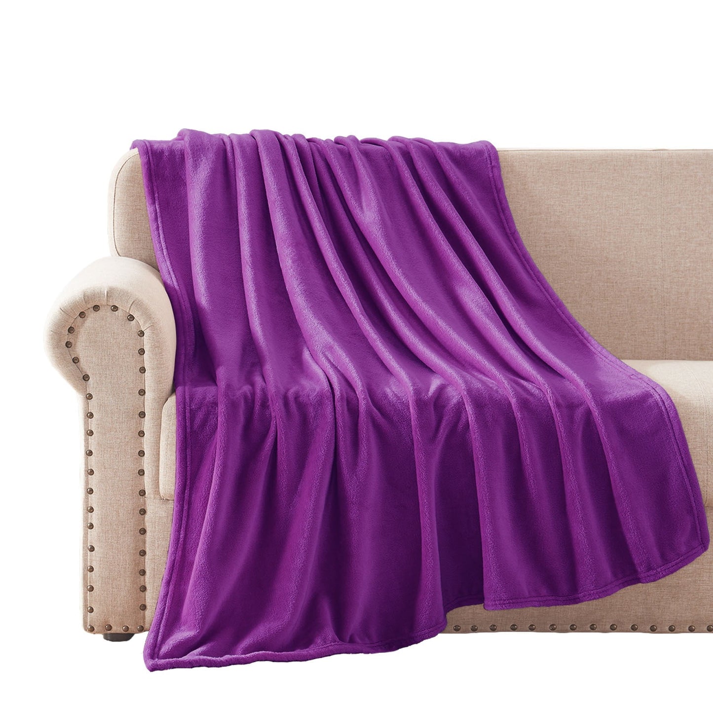 Exclusivo Mezcla Fleece Throw Blanket for Couch/Sofa/Bed,Plush Soft Blankets and Throws,Lightweight and Cozy-50" x 60" (Purple)
