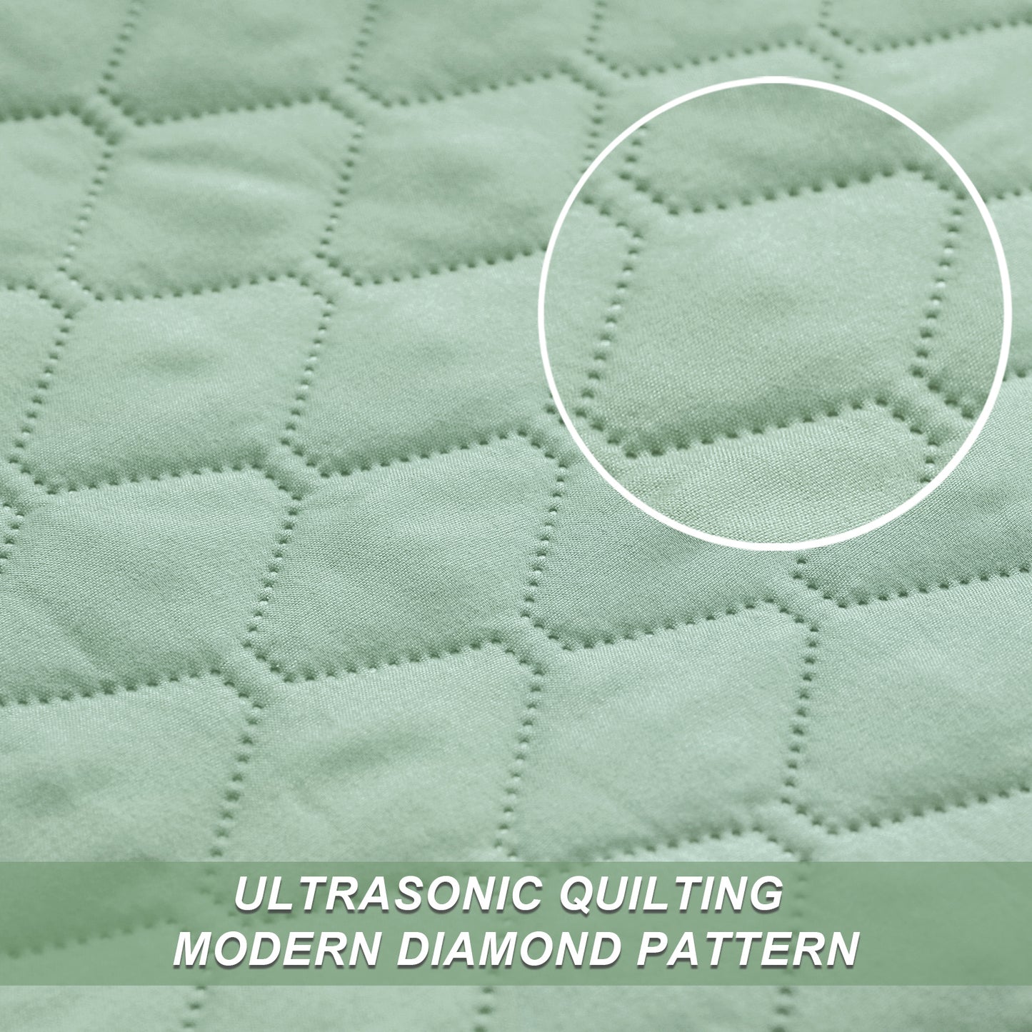 Exclusivo Mezcla Ultrasonic Reversible King Size Quilt Bedding Set with Pillow Shams, Lightweight Quilts King Size, Soft Bedspreads Bed Coverlets for All Seasons - (Mint Green, 104"x96")