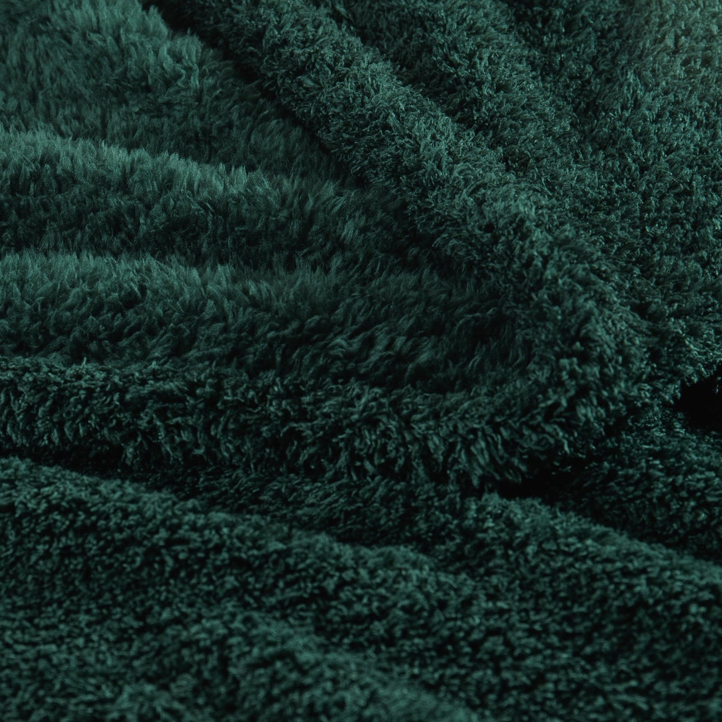 Exclusivo Mezcla Fuzzy Fleece Bed Blanket, Lightweight Fluffy Solid Velvet Blankets Queen Size, Suitable for All Seasons, 90x90 Inches, Forest Green