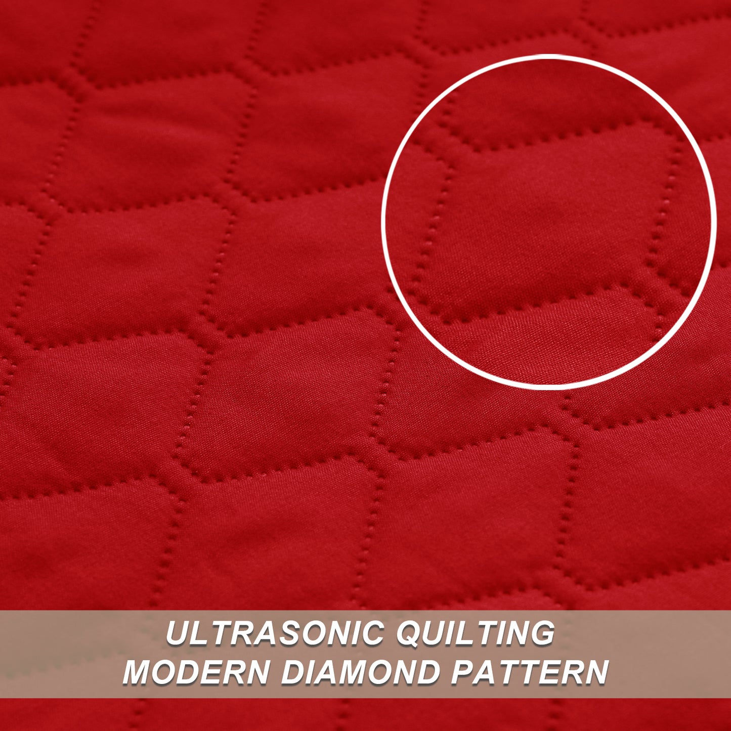 Exclusivo Mezcla Ultrasonic Reversible King Size Quilt Bedding Set with Pillow Shams, Lightweight Quilts King Size, Soft Bedspreads Bed Coverlets for All Seasons - (Red, 104"x96")
