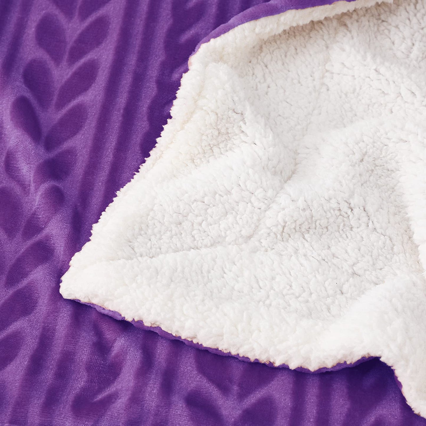 Exclusivo Mezcla Sherpa Fleece Throw Blanket, Reversible Velvet Plush Blankets and Soft Throws for Couch, Sofa, 50x70 Inches, Purple