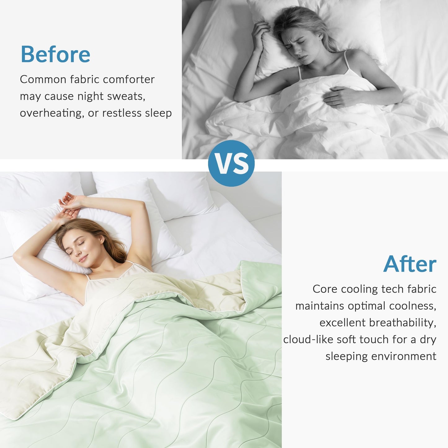 Exclusivo Mezcla Cooling Comforters Queen Size Sage Green, Lightweight Summer Blanket for Hot Sleepers, Soft Breathable Cool Bedding Duvet for Night Sweats, 90"x90"