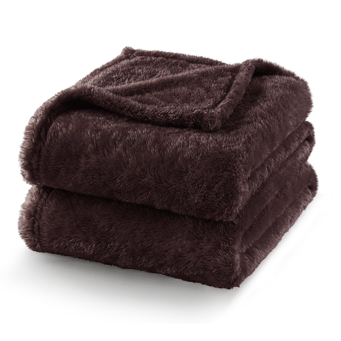 Exclusivo Mezcla Plush Fuzzy Fleece Bed Blanket Twin Size, Super Soft, Fluffy and Warm Blankets for Couch, Bed, All Season (Coffee, 90x66 Inches)