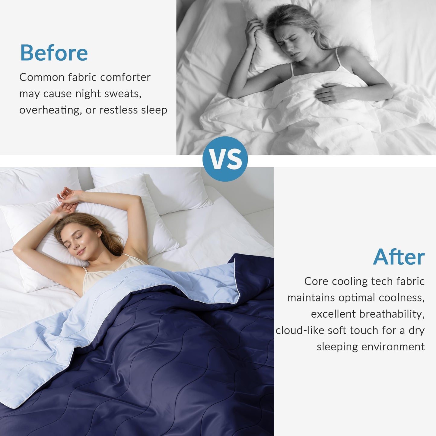 Exclusivo Mezcla Cooling Comforters Queen Size Navy, Lightweight Summer Blanket for Hot Sleepers, Soft Breathable Cool Bedding Duvet for Night Sweats, 90"x90"