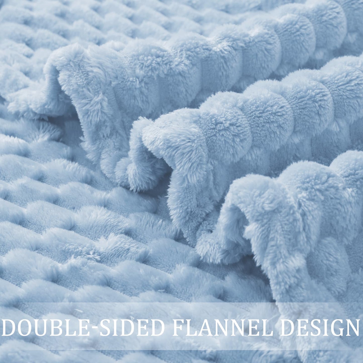 Exclusivo Mezcla Fleece Throw Blanket for Couch, Extra Large Fuzzy Stone Blue Bed Blankets, Soft Cozy Plush Sofa Throws for All Seasons, 50x60 Inches