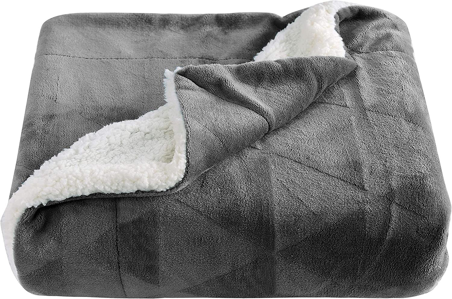 Exclusivo Mezcla 50" x 70" Large Throw Blanket, Reversible Brushed Flannel Fleece& Plush Sherpa Blanket(Dark Grey)- Decorative, Lightweight, Soft and Warm