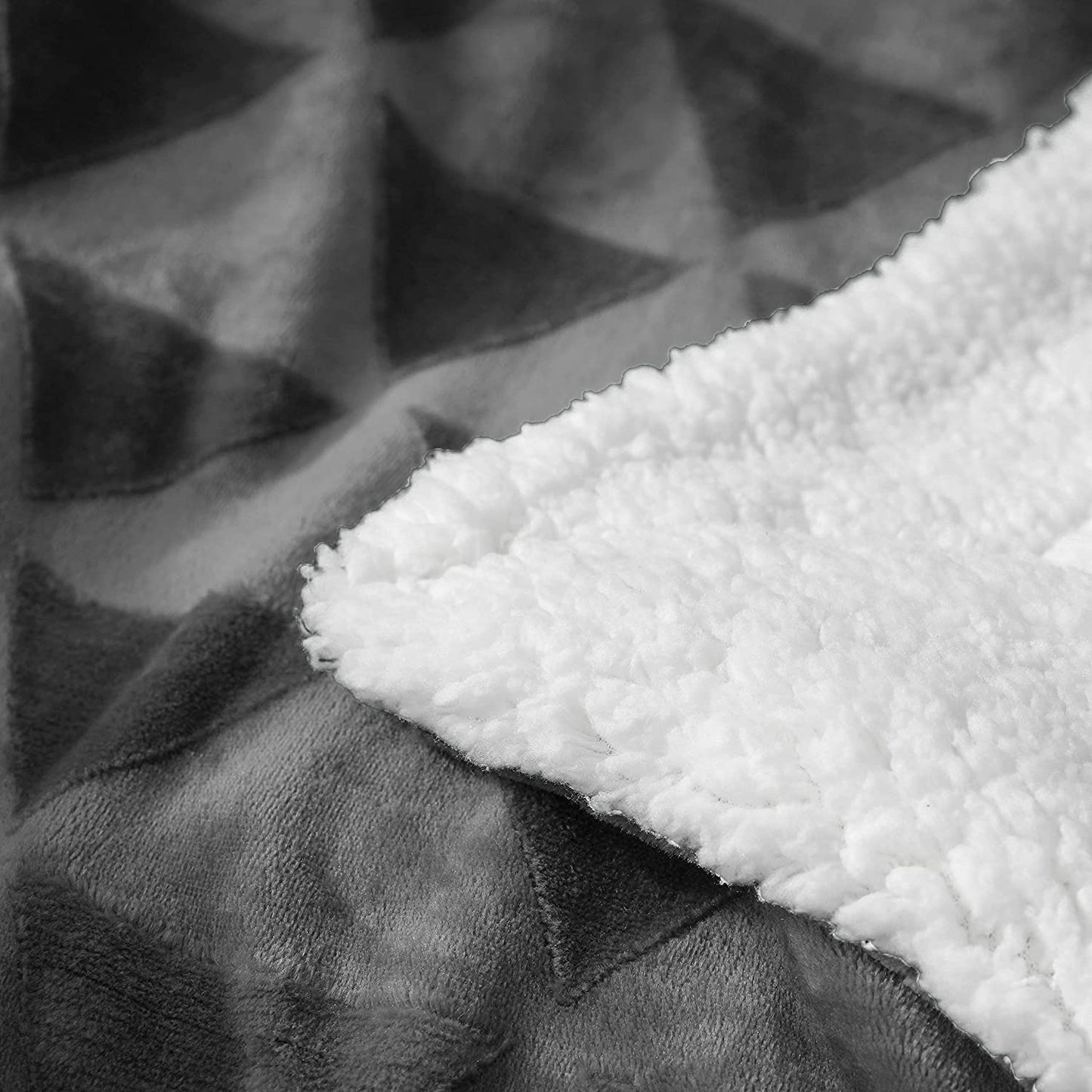 Exclusivo Mezcla 50" x 70" Large Throw Blanket, Reversible Brushed Flannel Fleece& Plush Sherpa Blanket(Dark Grey)- Decorative, Lightweight, Soft and Warm