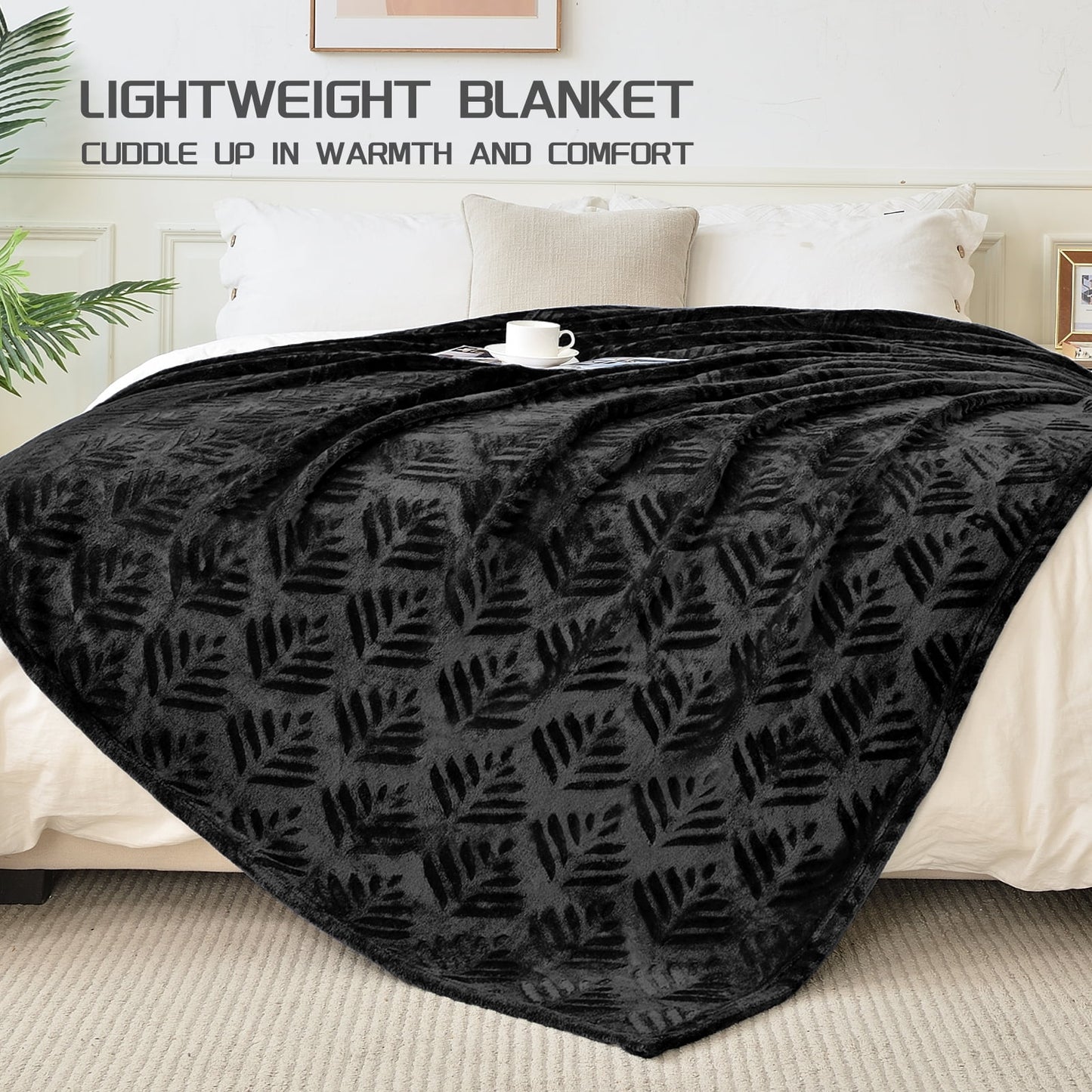 Exclusivo Mezcla King size Fleece Blanket for Bed, Super Soft and Warm Black Blankets for All Seasons, Plush Fuzzy and Thick Flannel Fleece Bed Blanket, 90x104 Inch