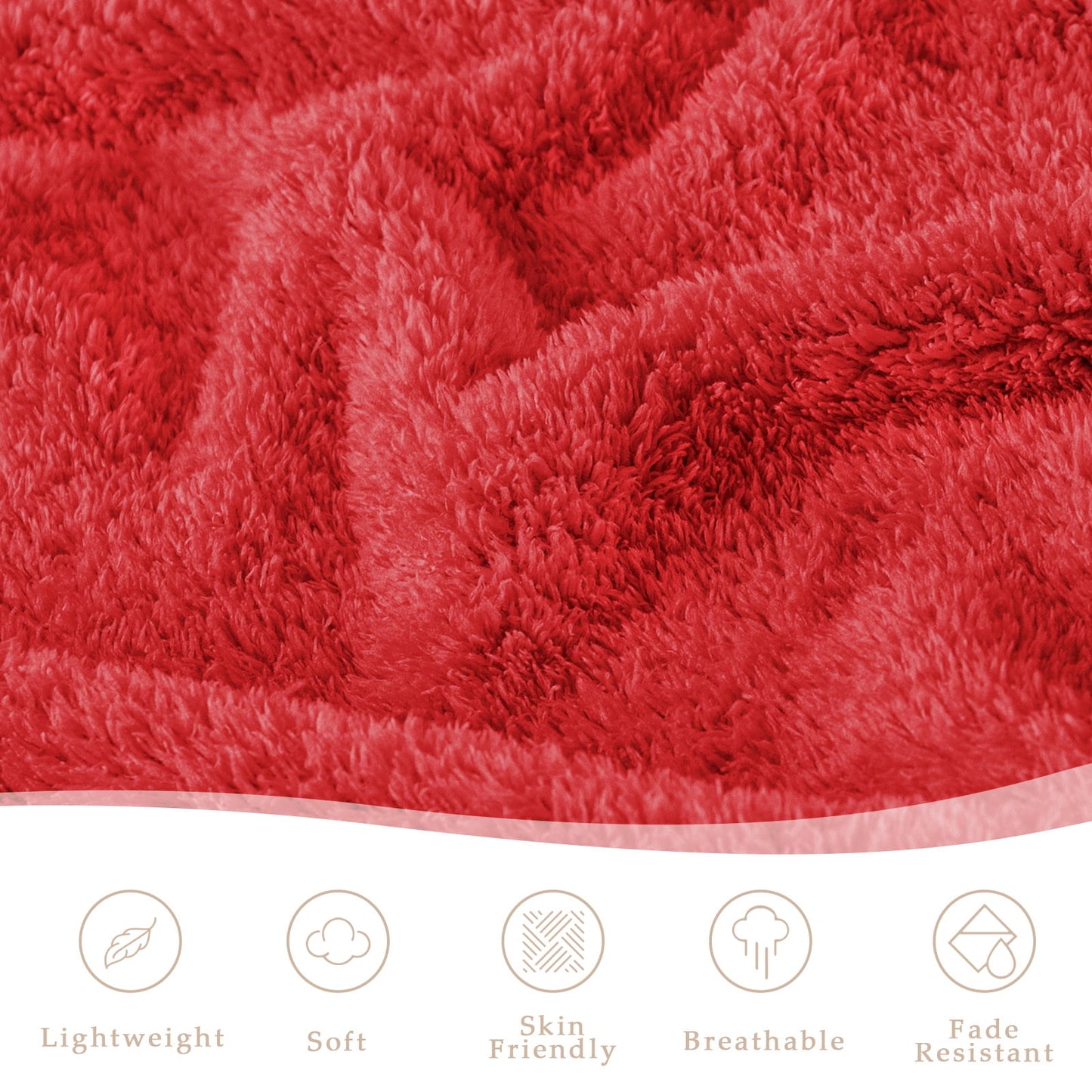 Exclusivo Mezcla Fuzzy Fleece Bed Blanket, Lightweight Fluffy Solid Velvet Blankets Queen Size, Suitable for All Seasons, 90x90 Inches, Red