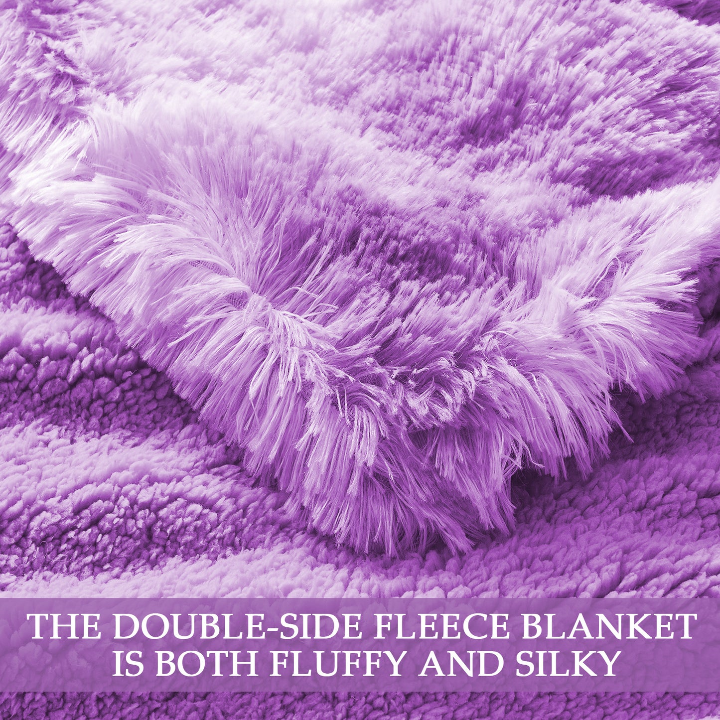 Exclusivo Mezcla Queen Size Faux Fur Throw Blanket, Super Soft Fuzzy and Plush Reversible Shaggy Sherpa Fleece Blanket and Warm Blankets for Bed, Sofa, Travel, 90X90 inches, Purple