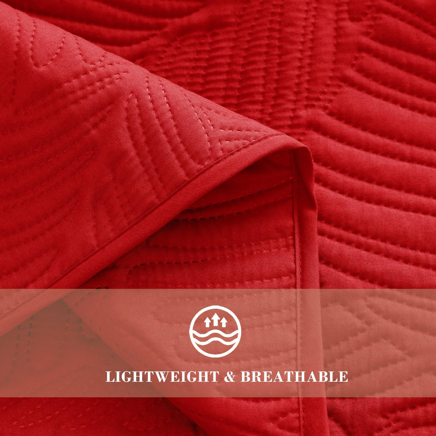 Exclusivo Mezcla Twin Quilt Bedding Set, Lightweight Red Quilts Twin Size for All Seasons, Soft Microfiber Bedspreads Coverlets Bed Cover with Leaf Pattern, 2 Piece