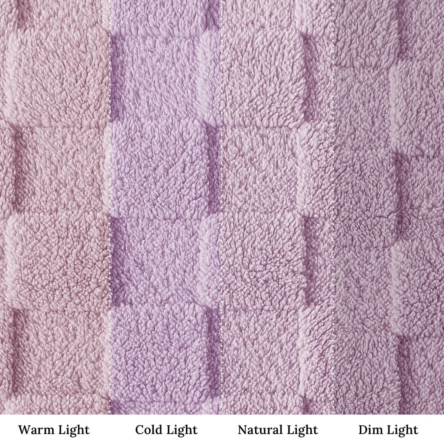 Exclusivo Mezcla King Size Flannel Fleece Blanket, Super Soft Warm Lightweight Checkered Pattern Blanket for All Seasons, Light Purple, 90"x104"