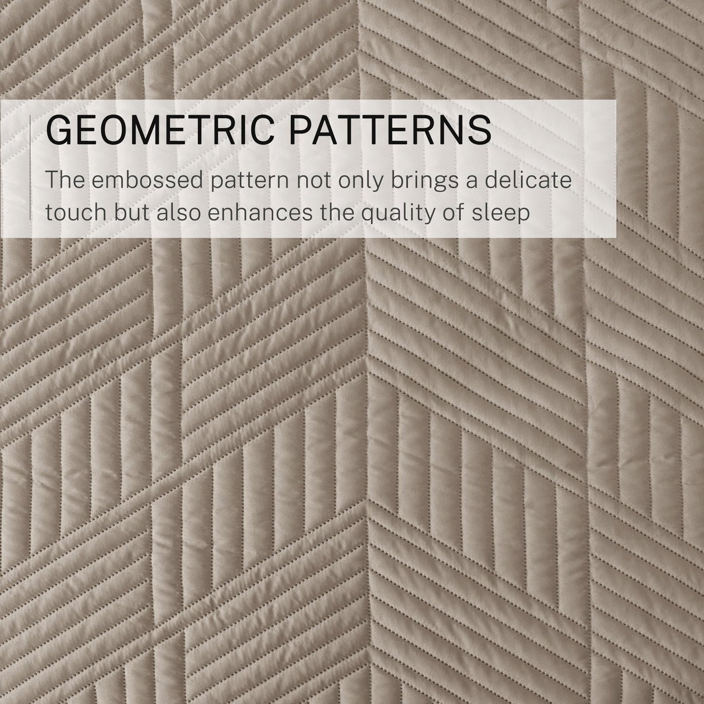 Exclusivo Mezcla Ultrasonic Twin Quilt Bedding Set, Lightweight Taupe Bedspreads Soft Modern Geometric Coverlet Set for All Seasons (1 Quilt and 1 Pillow Sham)